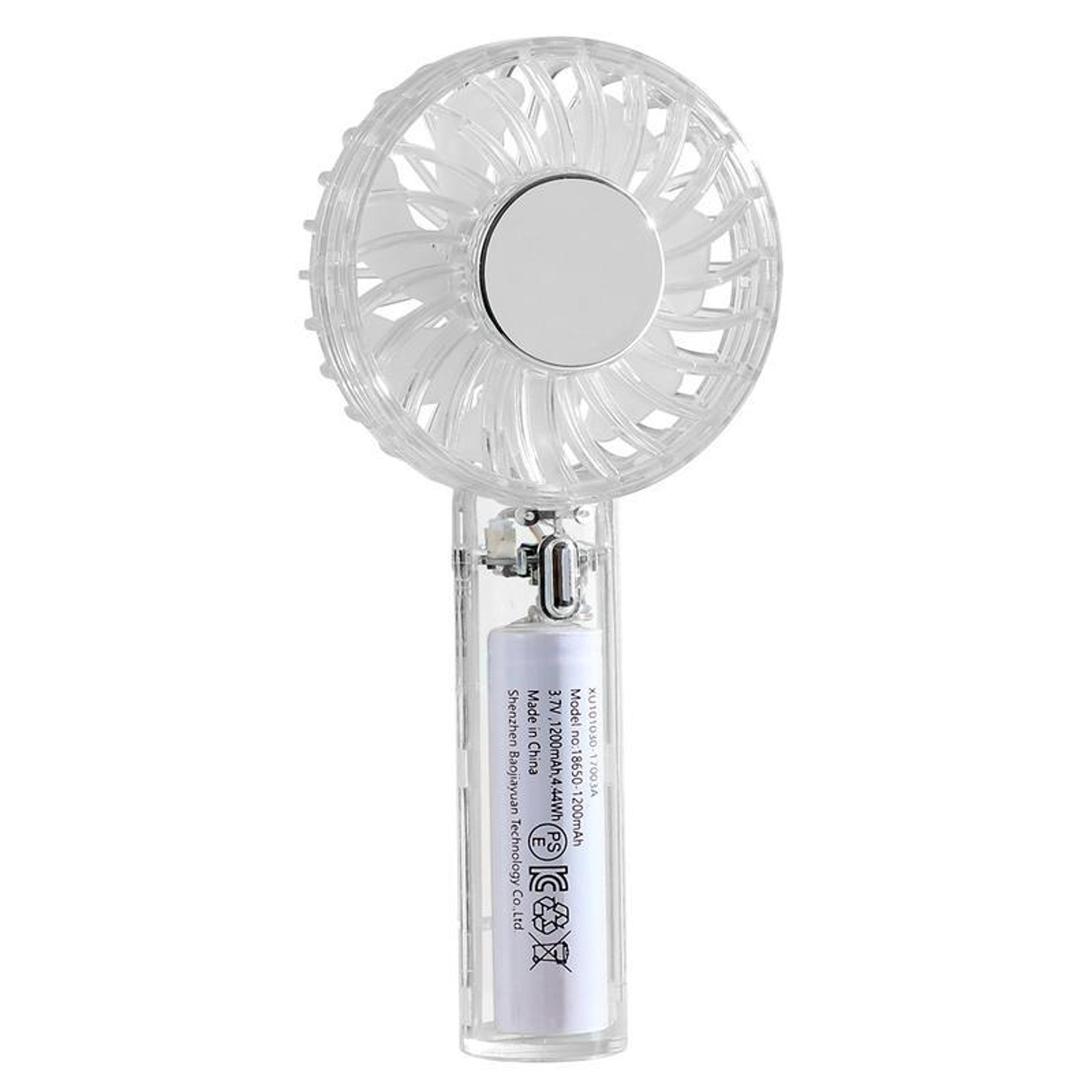 portable handheld fan usb rechargeable mini fan with speeds and transparent design