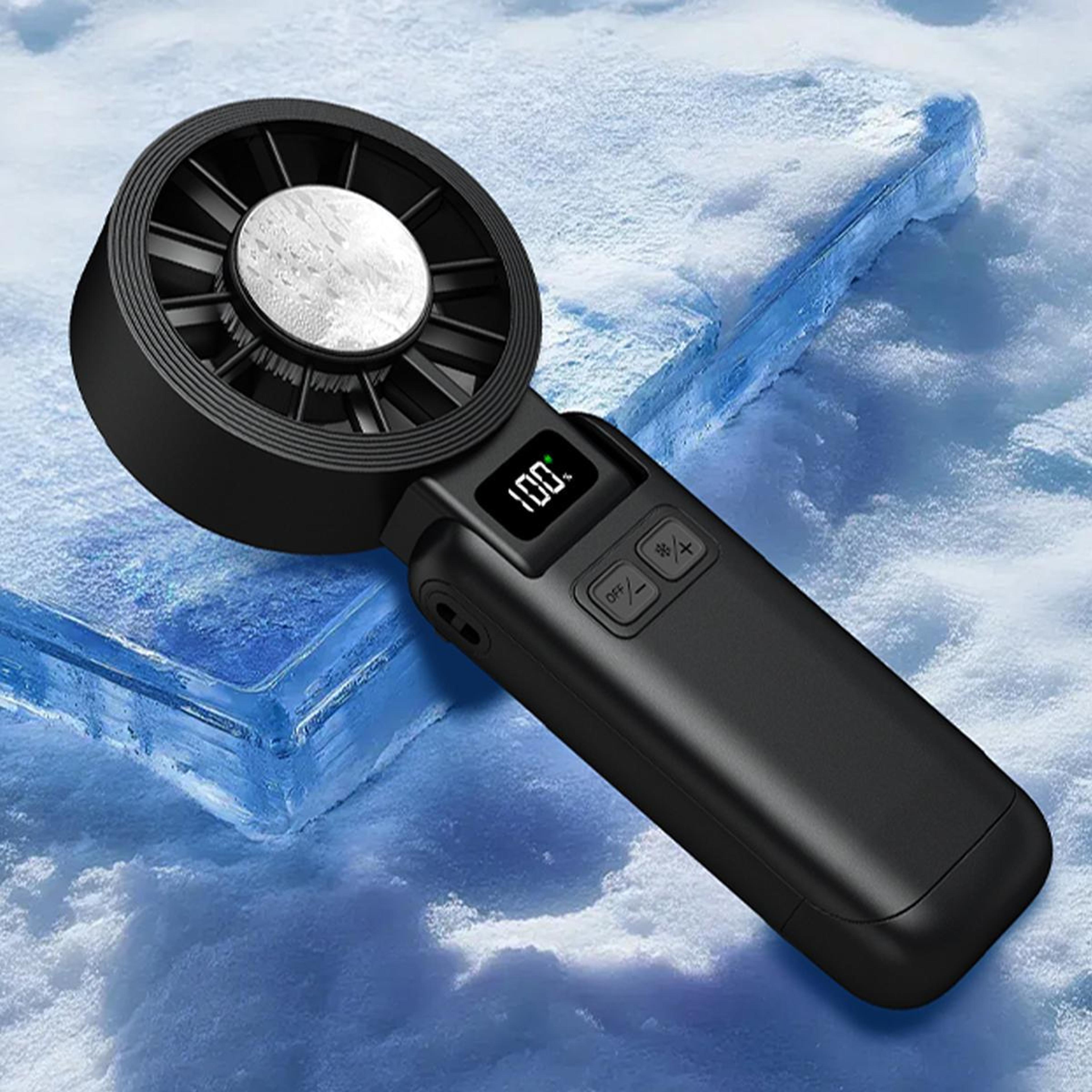 portable ice cooling handheld fan with foldable design, rechargeable portable fan and cold compress pad