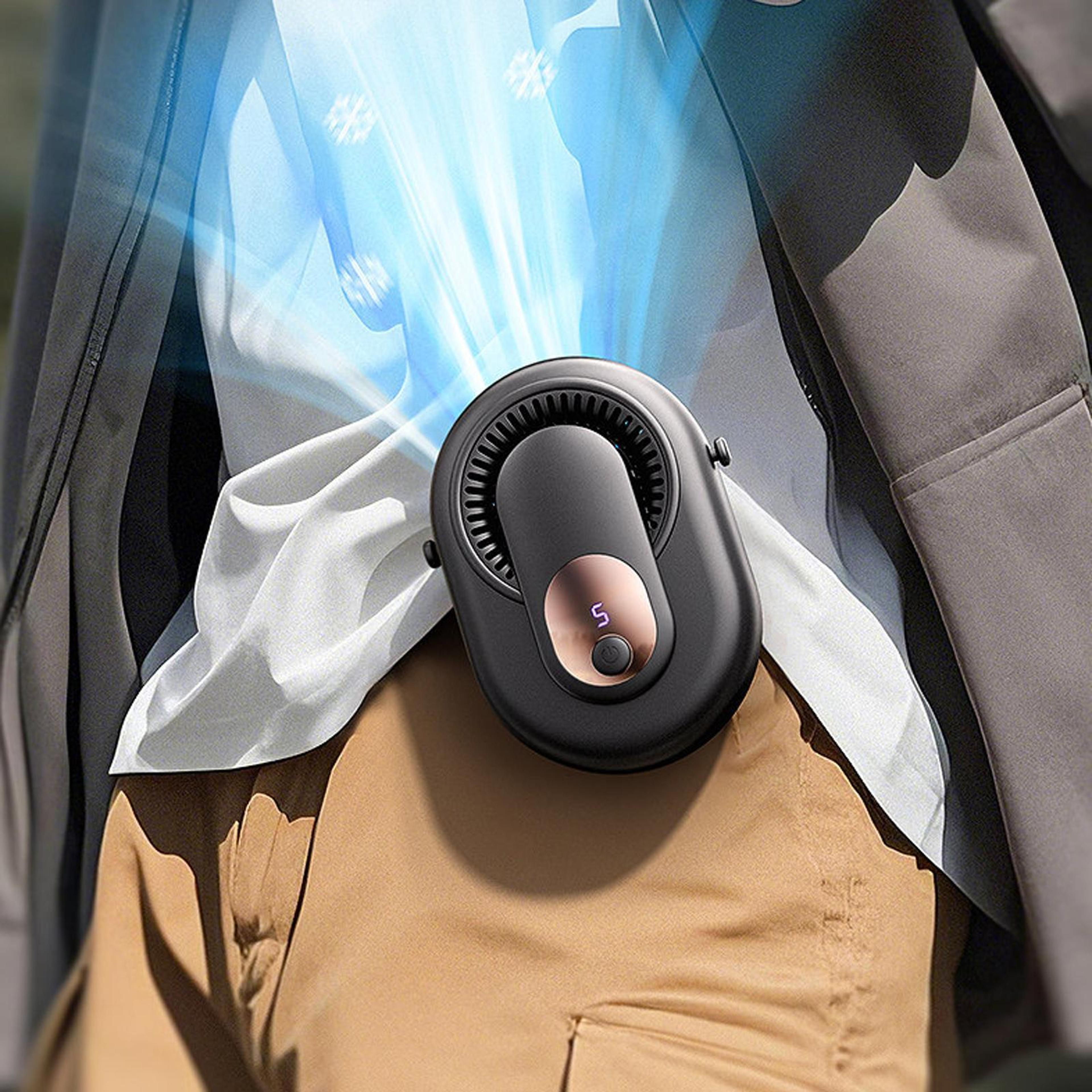 portable waist fan with digital power display rechargeable neck fan for outdoor cooling