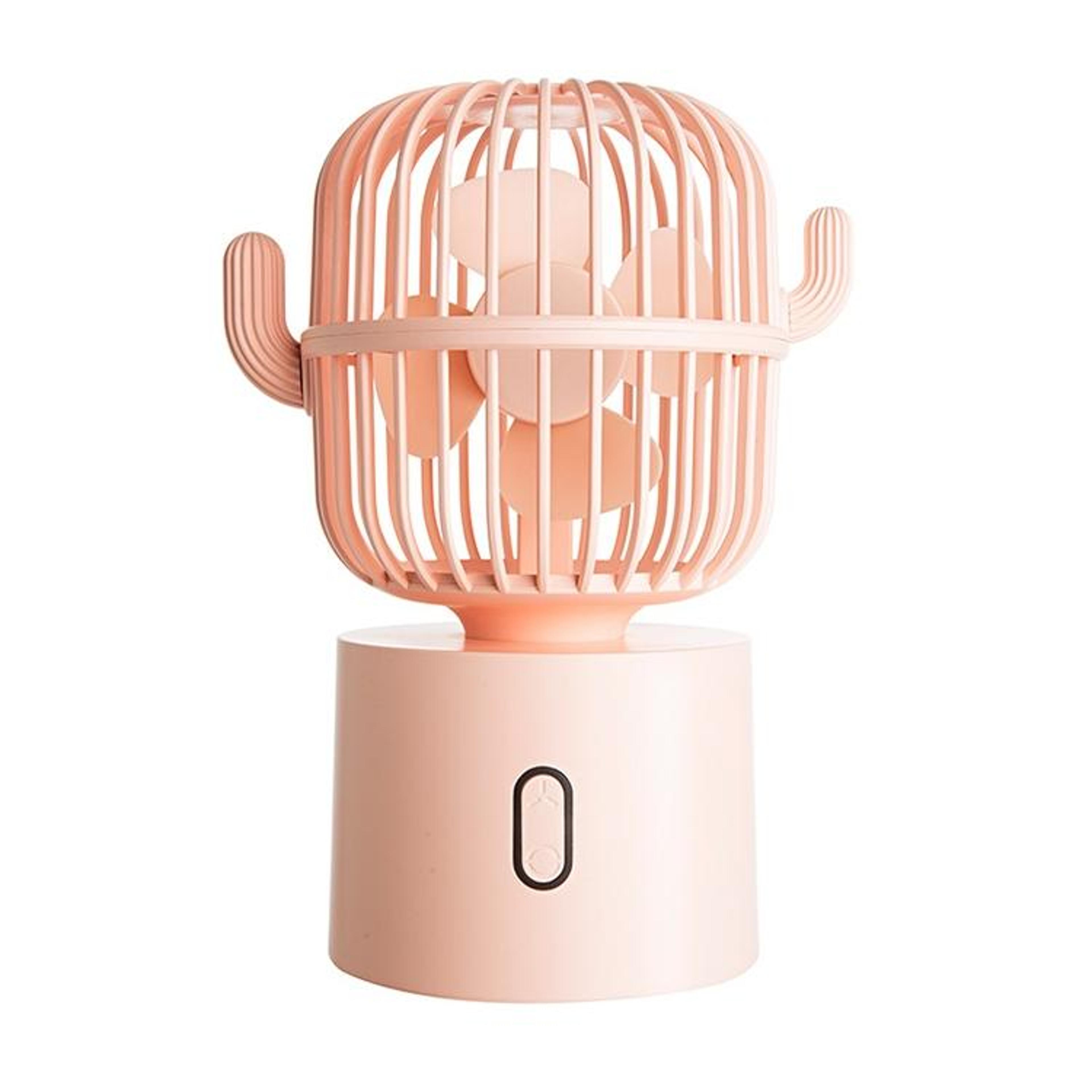 cactus usb rechargeable mini desk fan with oscillating head and handheld portable cooling
