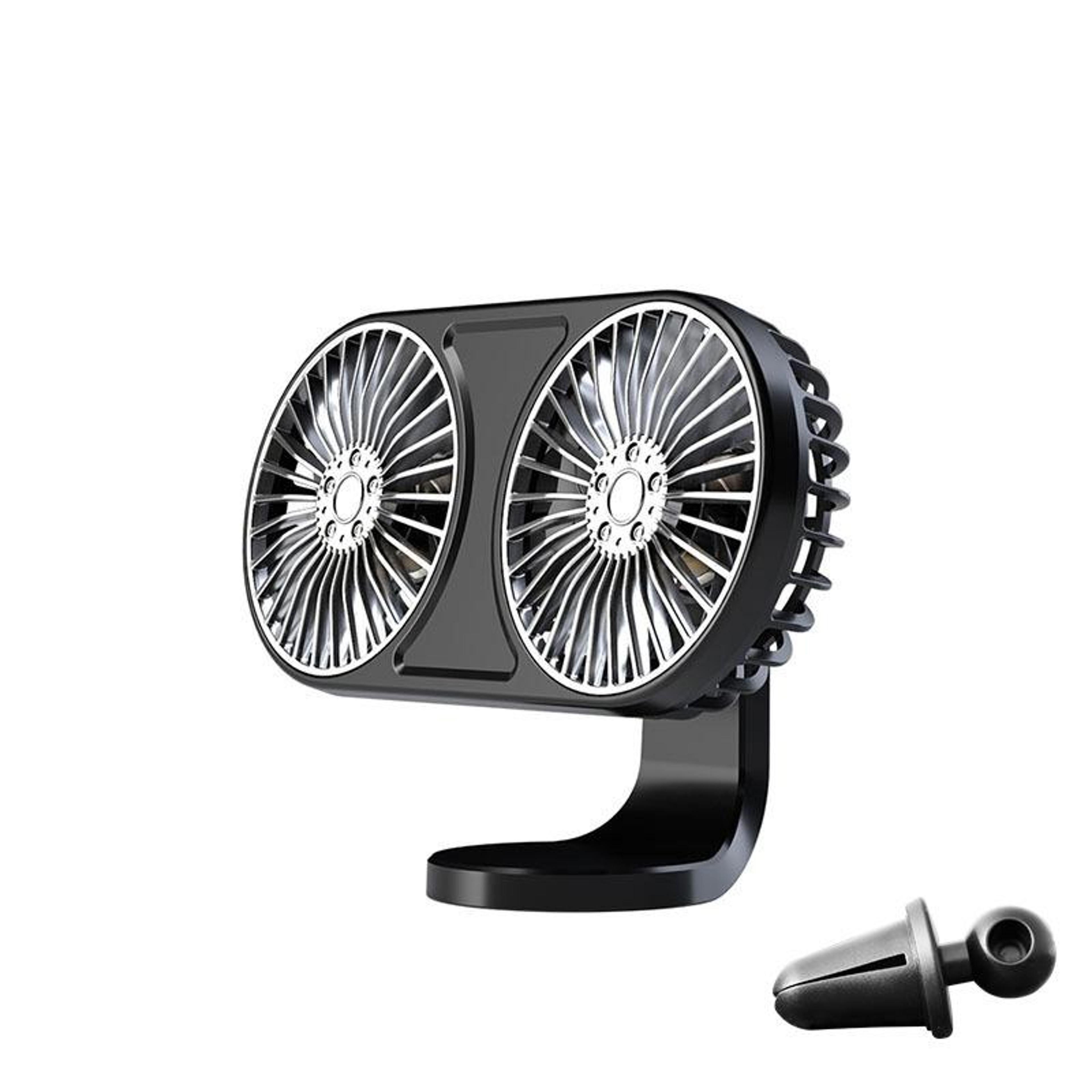 dual head car usb fan adjustable car cooling fan with led lights for dashboard and air vent