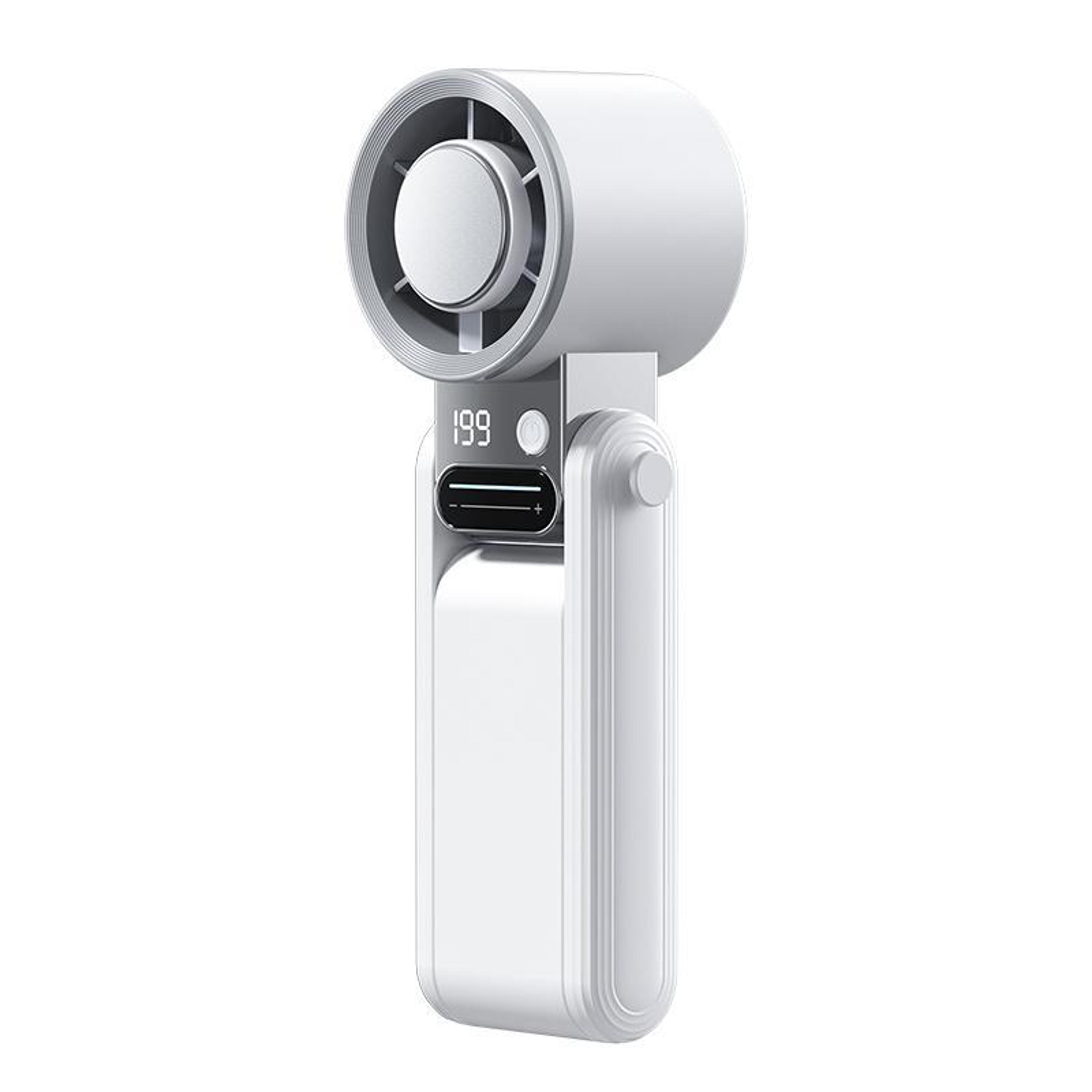portable handheld fan with digital display, tri fold neck fan & rechargeable cooling