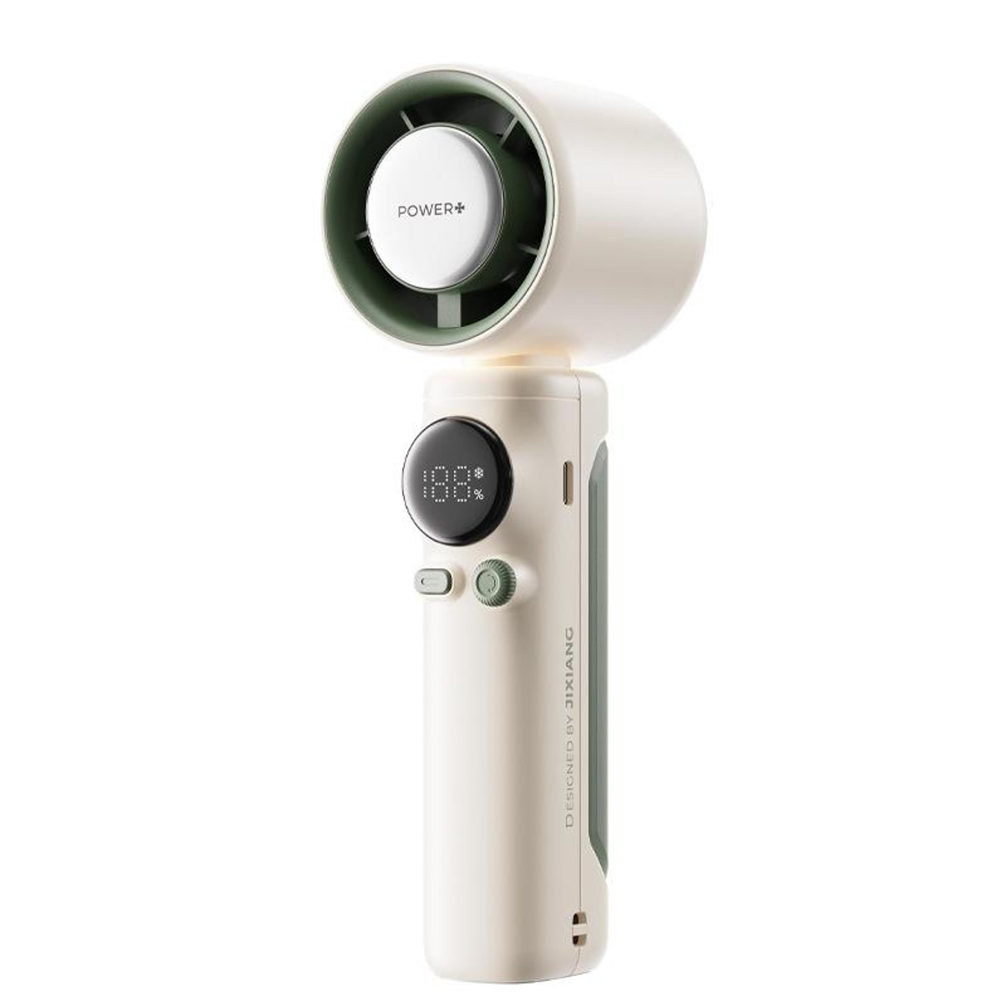 portable handheld turbo cooling fan with speed settings and rechargeable battery