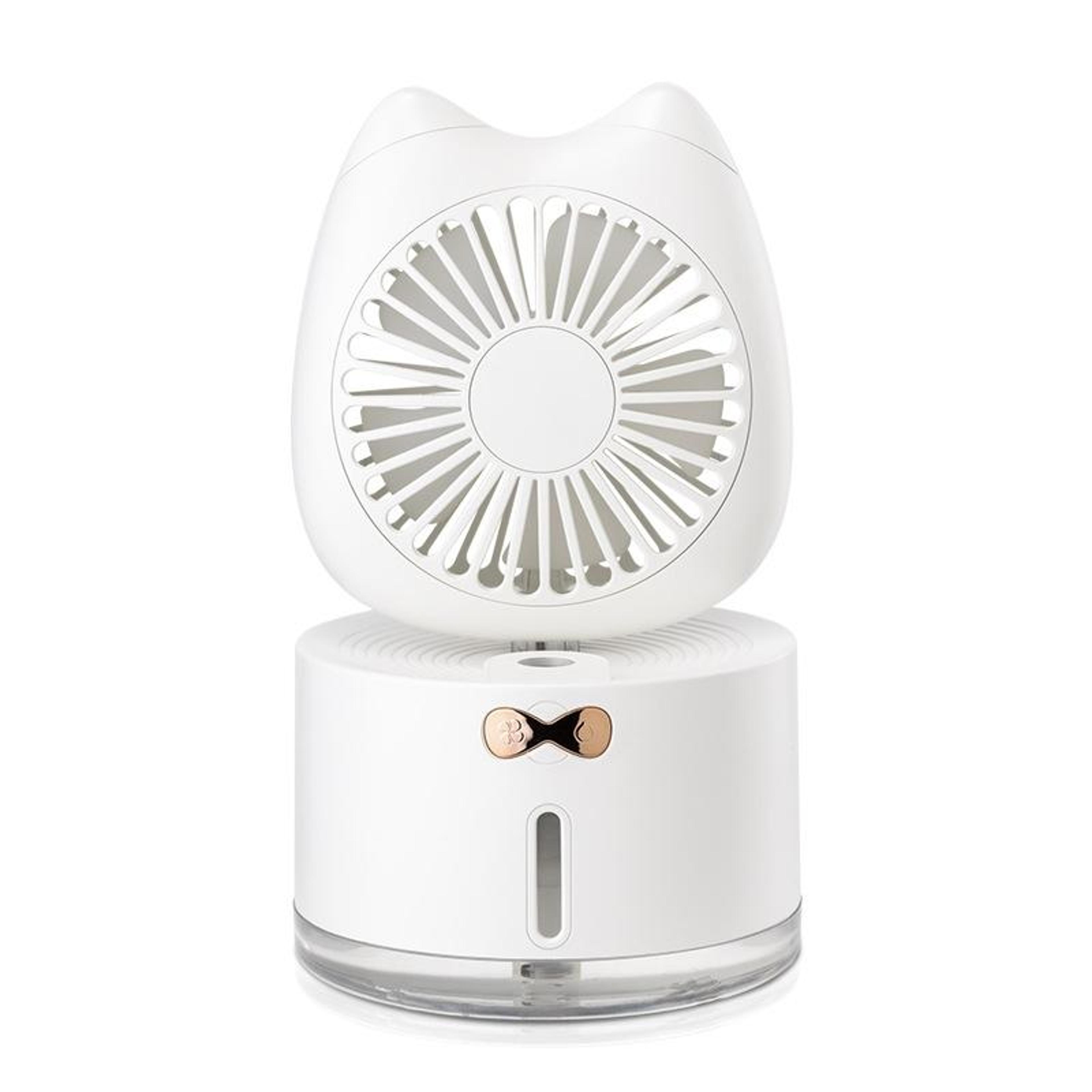 cat shape desktop humidifier fan rechargeable portable mist fan with water tank