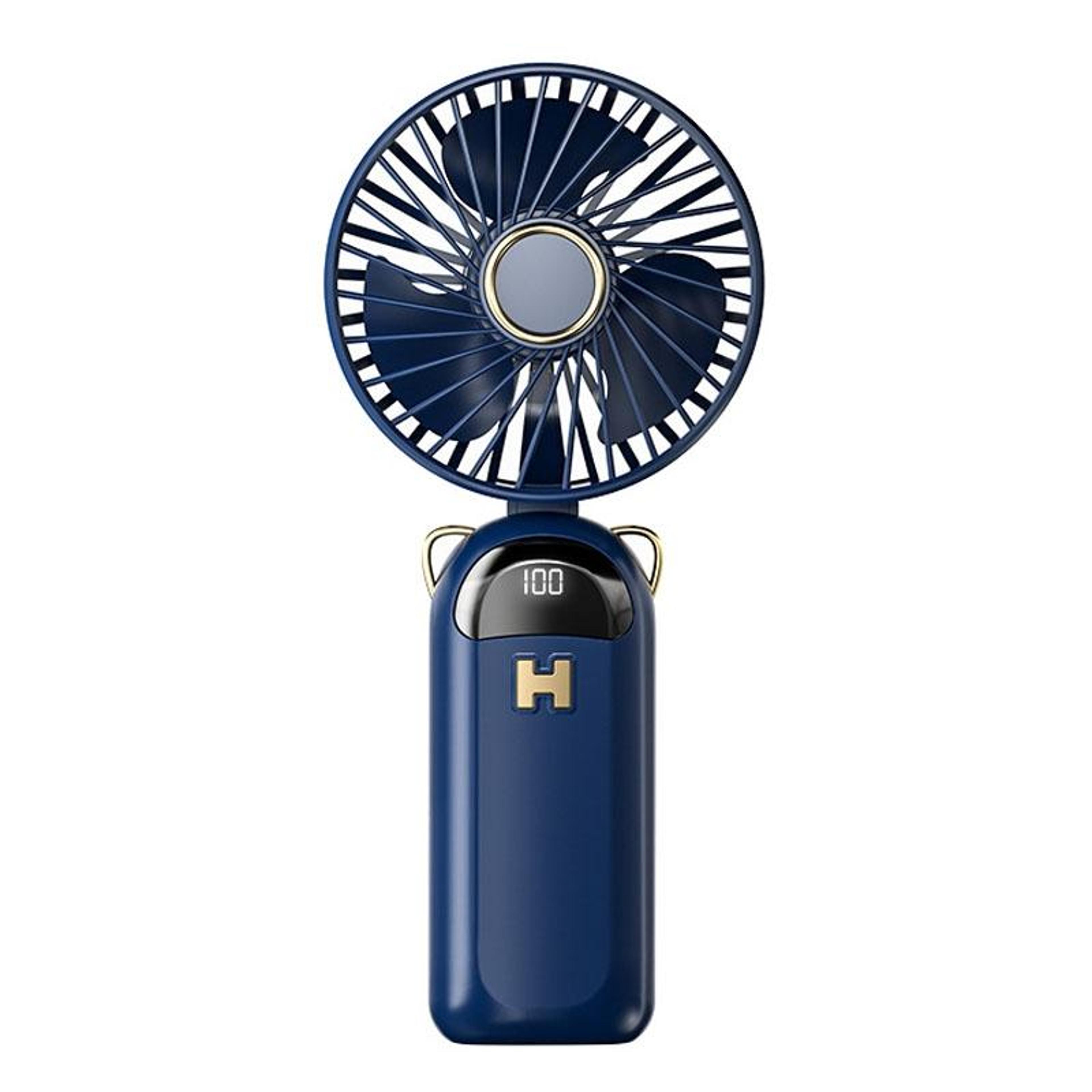 portable handheld fan usb rechargeable neck fan with digital display foldable mini desk fan