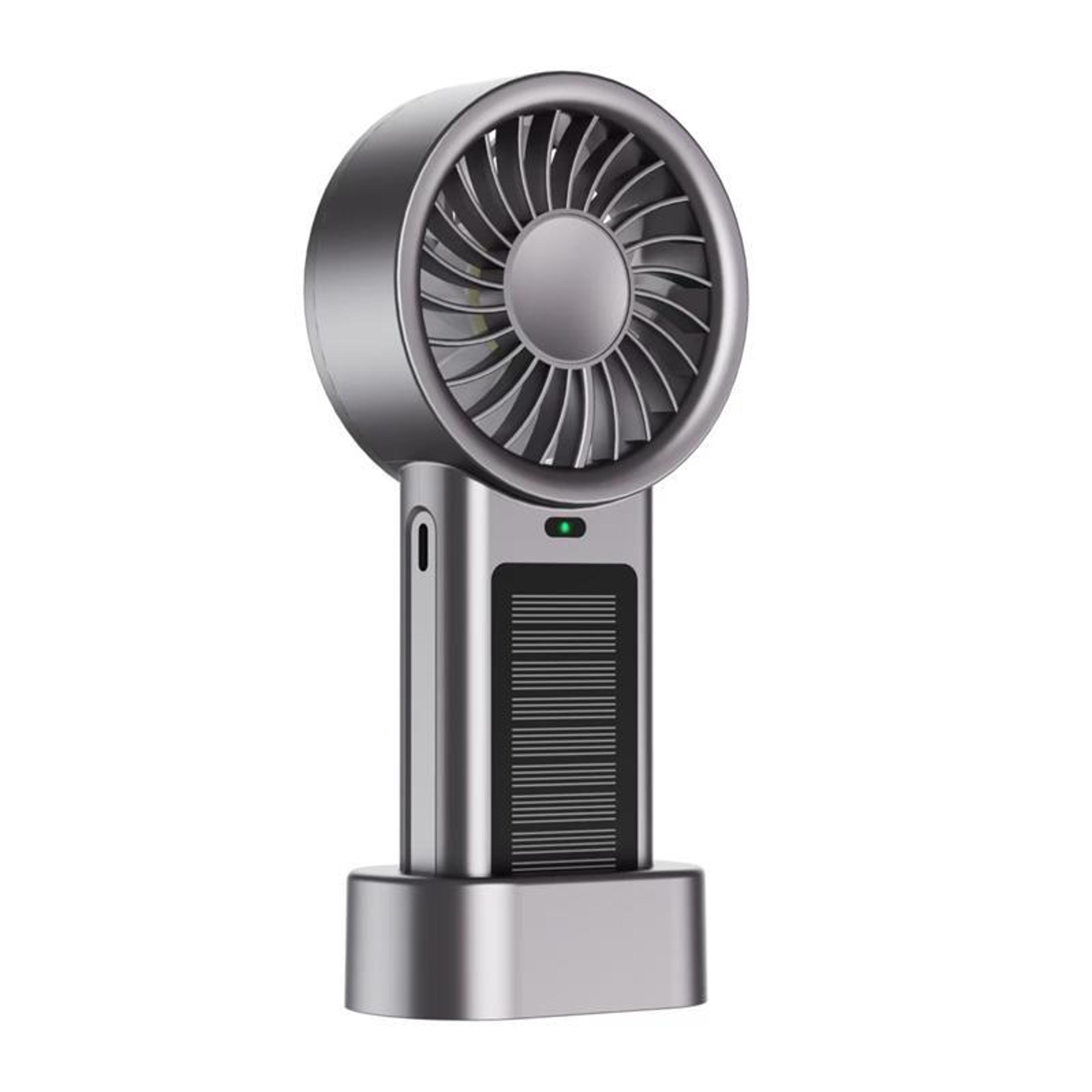 solar powered handheld desk fan with speed turbo usb type c rechargeable portable cooling