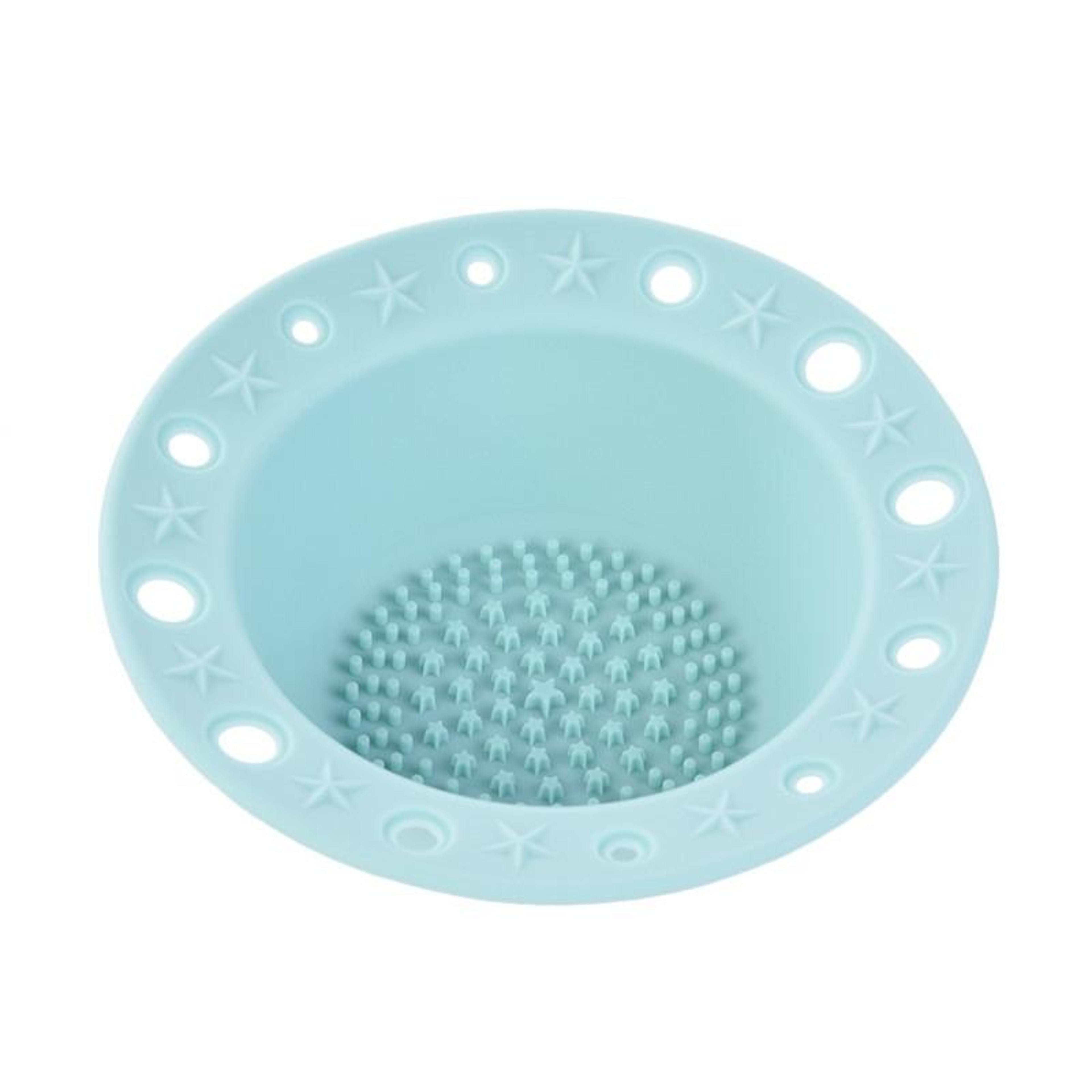 silicone makeup brush cleaner bowl with textured cleaning tray for deep brush care