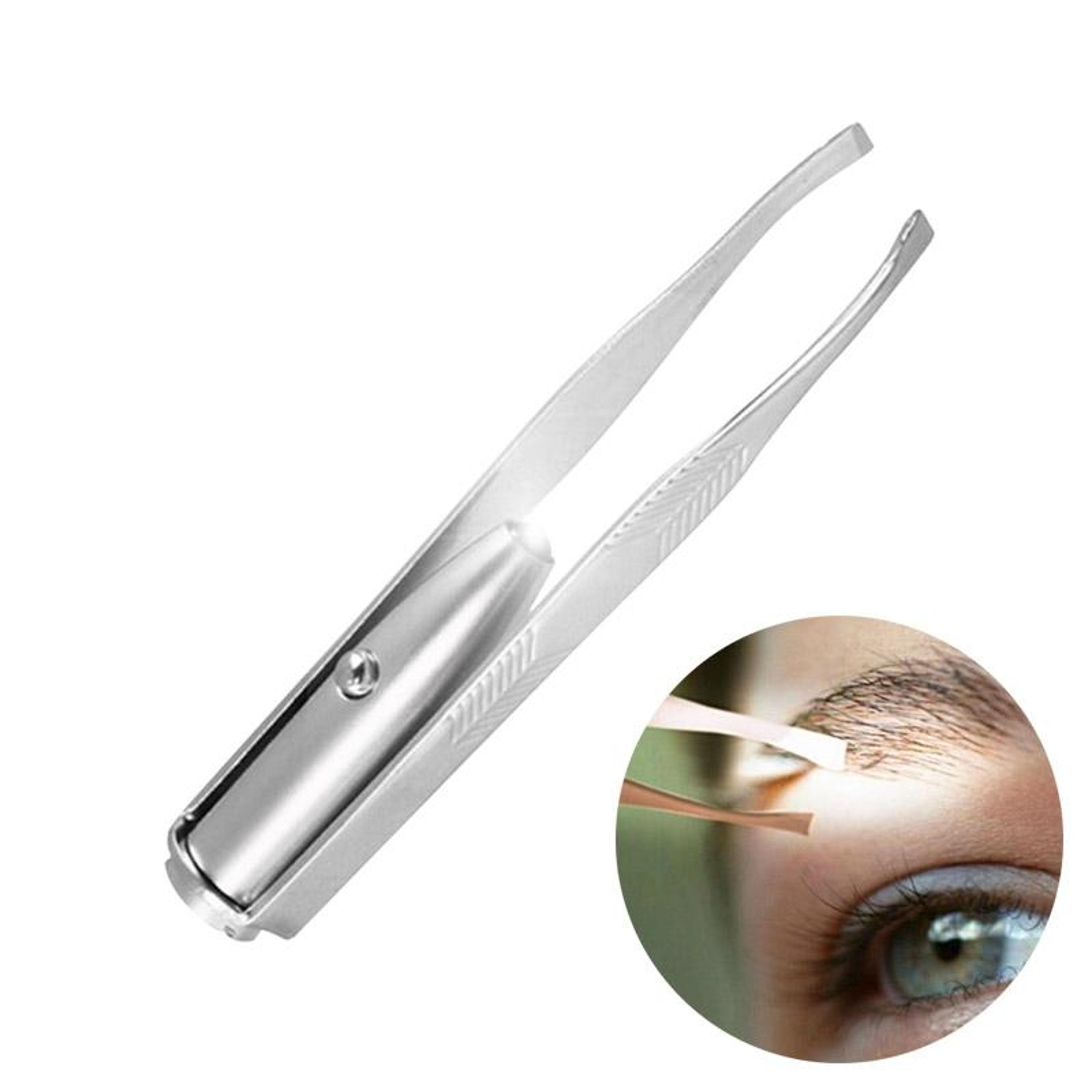led light precision eyebrow tweezers set stainless steel hair removal tweezers for brows & lashes