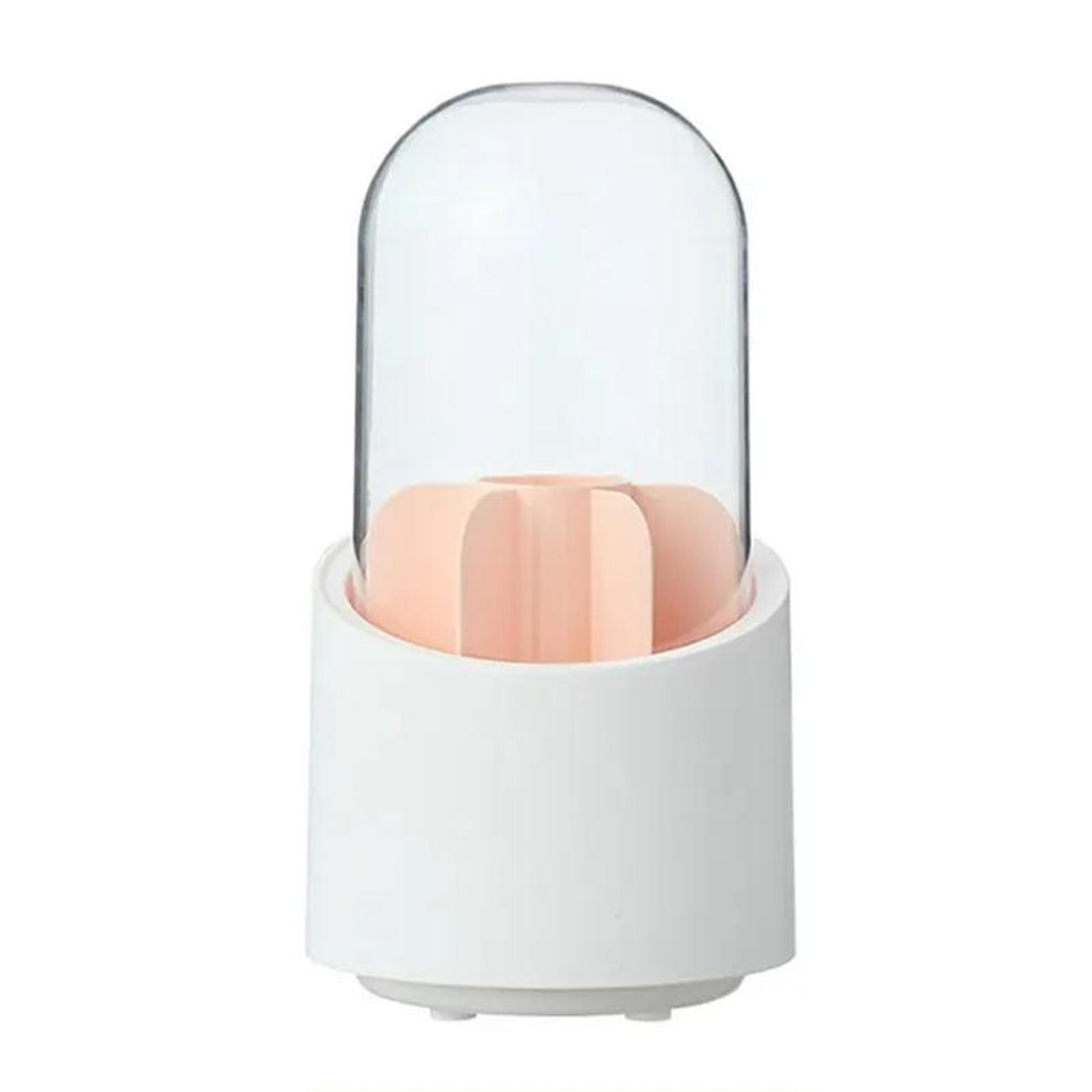 transparent makeup brush organizer with 360° rotating dustproof cover for vanity storage