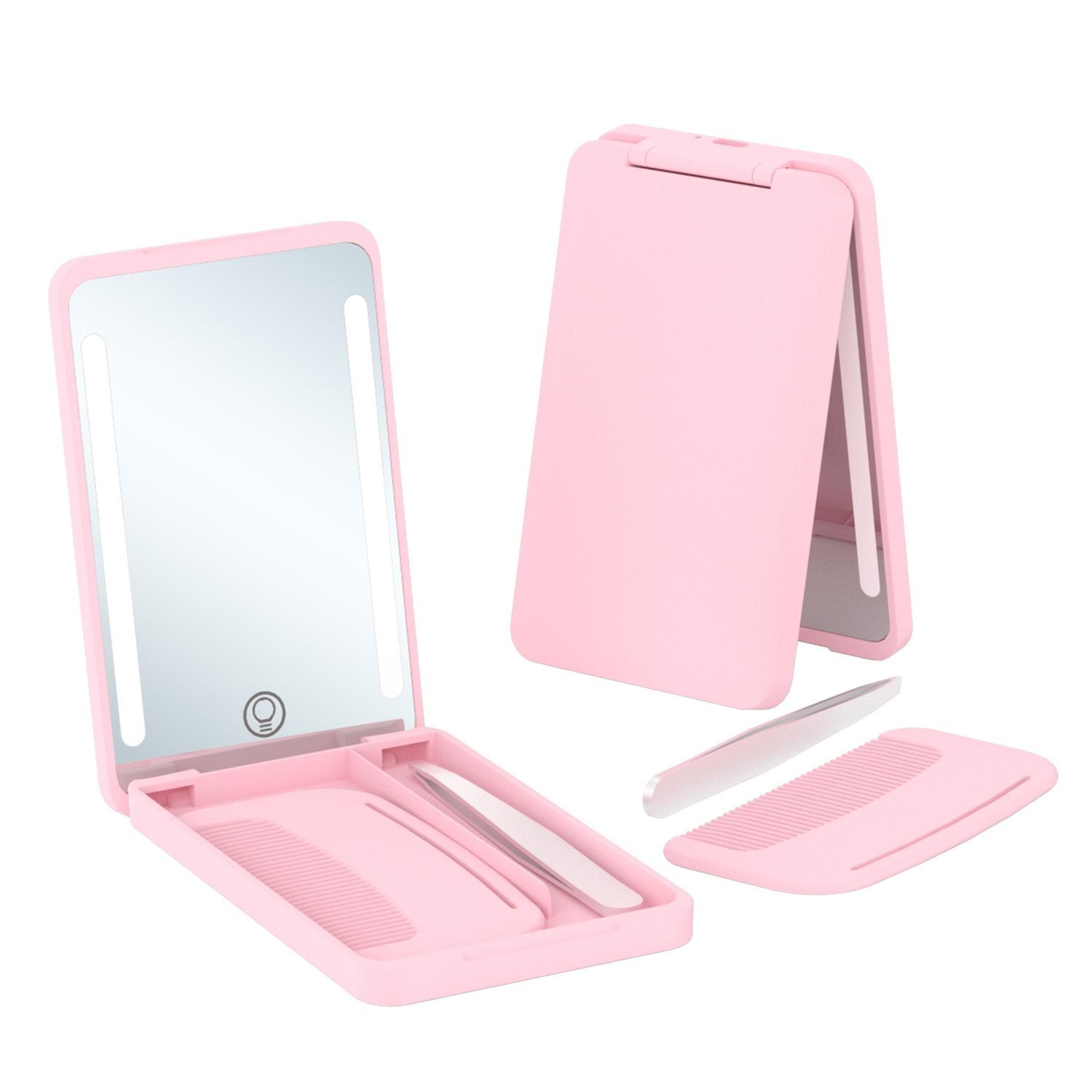 rechargeable led makeup mirror with smart fill light portable travel makeup mirror beauty set