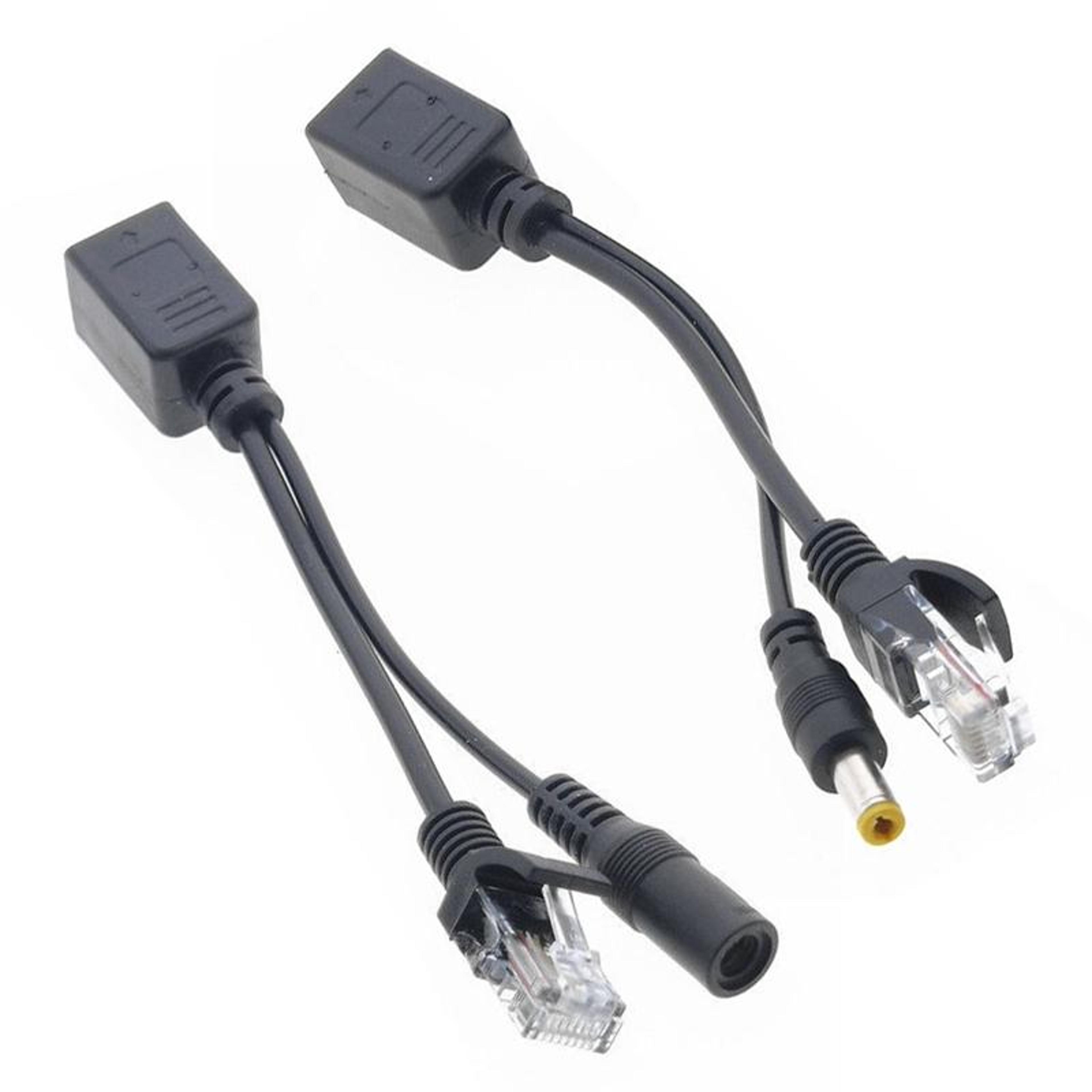 rj45 poe injector splitter cable set with dc jack for ip cameras and routers