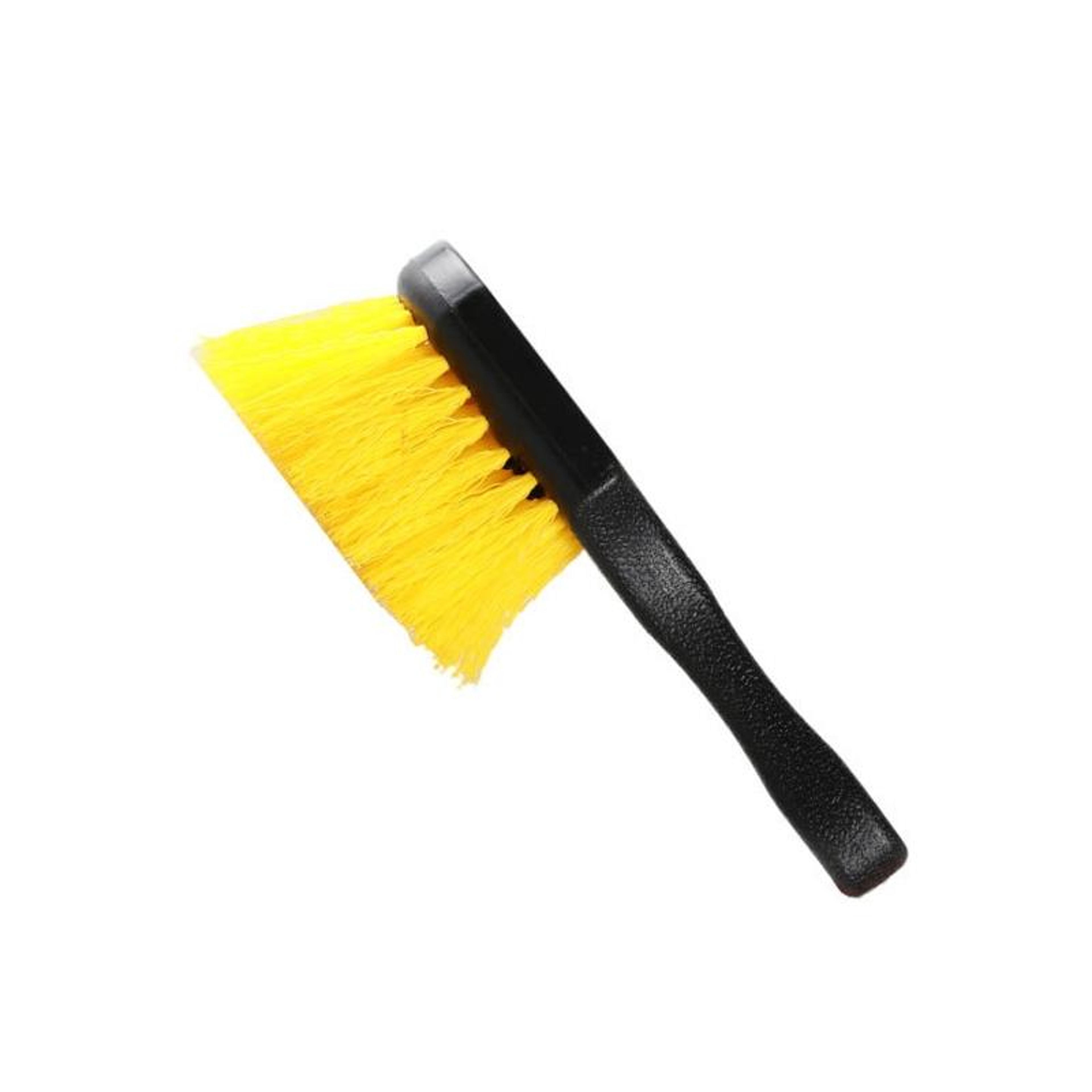 premium tire cleaning brush short handle long bristle wheel cleaning brush for car detailing yellow