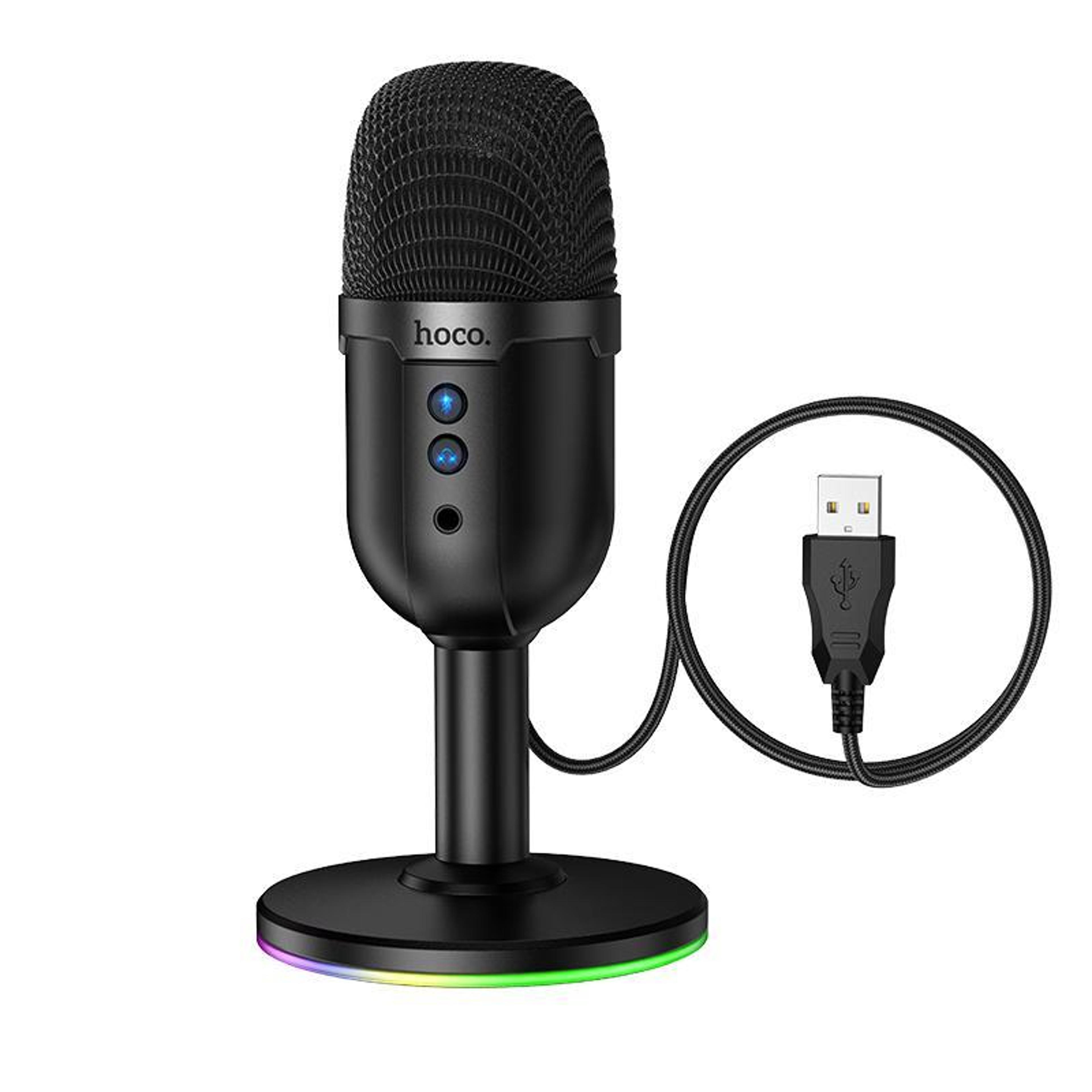 rgb gaming usb desktop microphone with mute and monitoring
