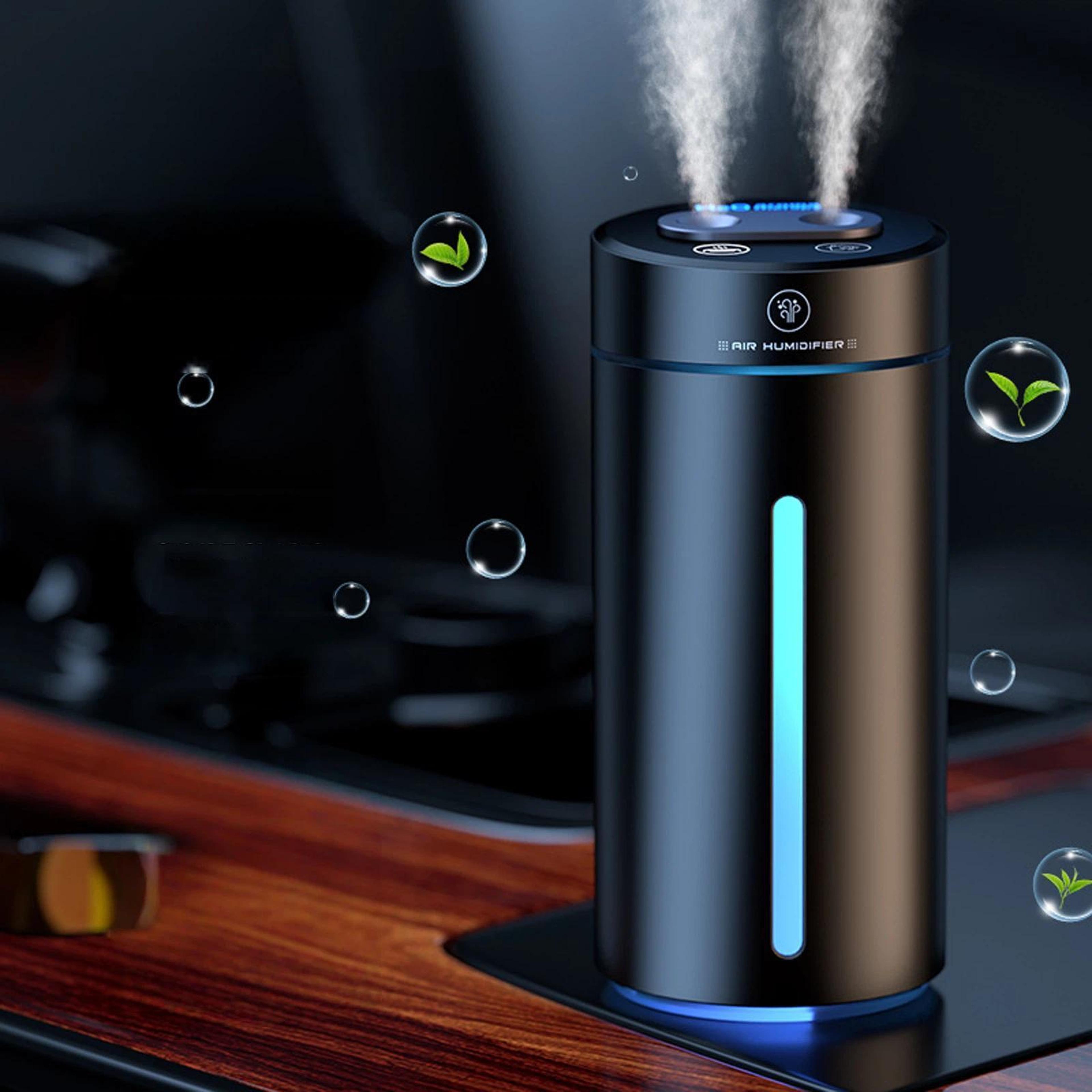 car aroma diffuser dual nozzle portable humidifier with ambient light for car home and office