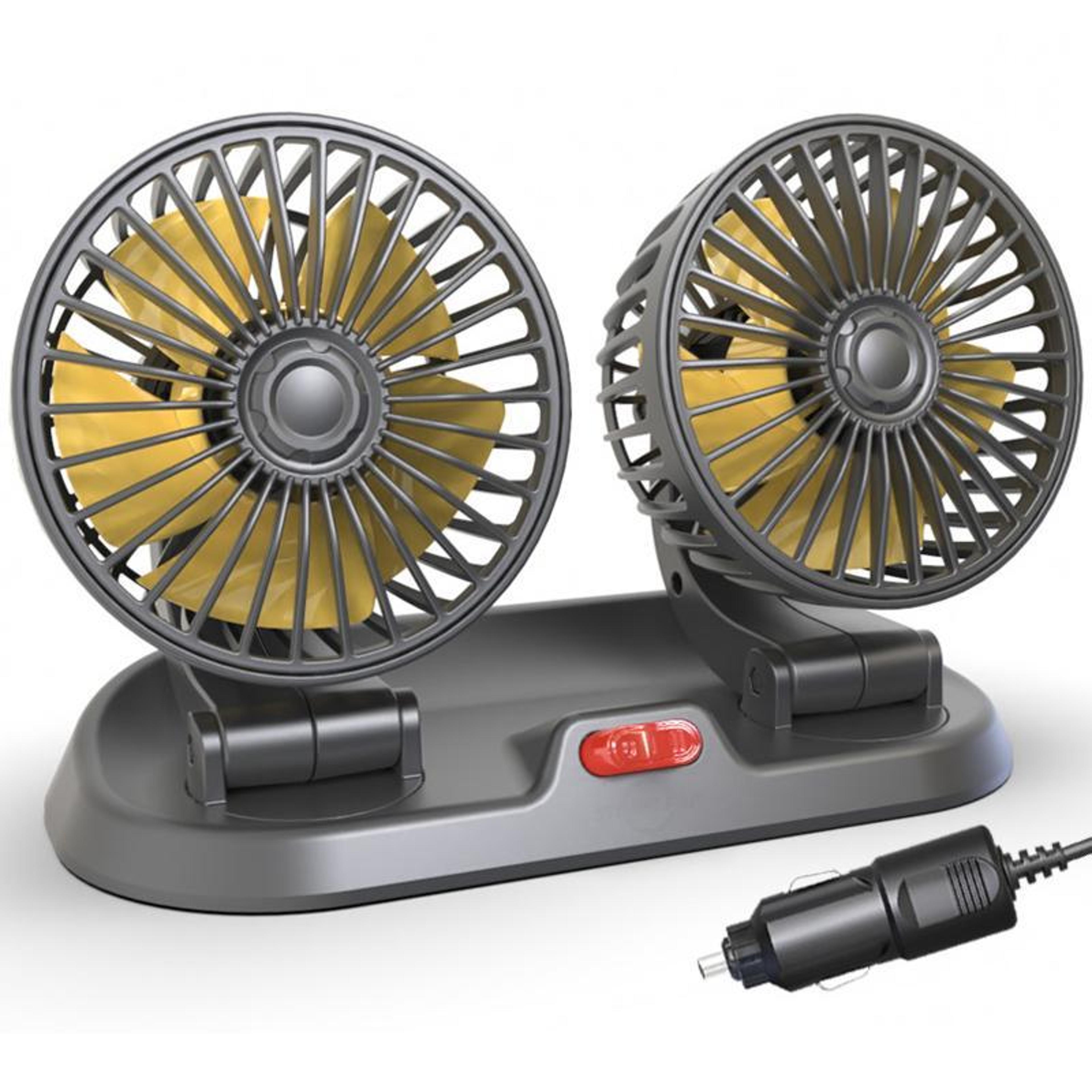 car cooling fan 12v dual head car fan with foldable adjustable dashboard design