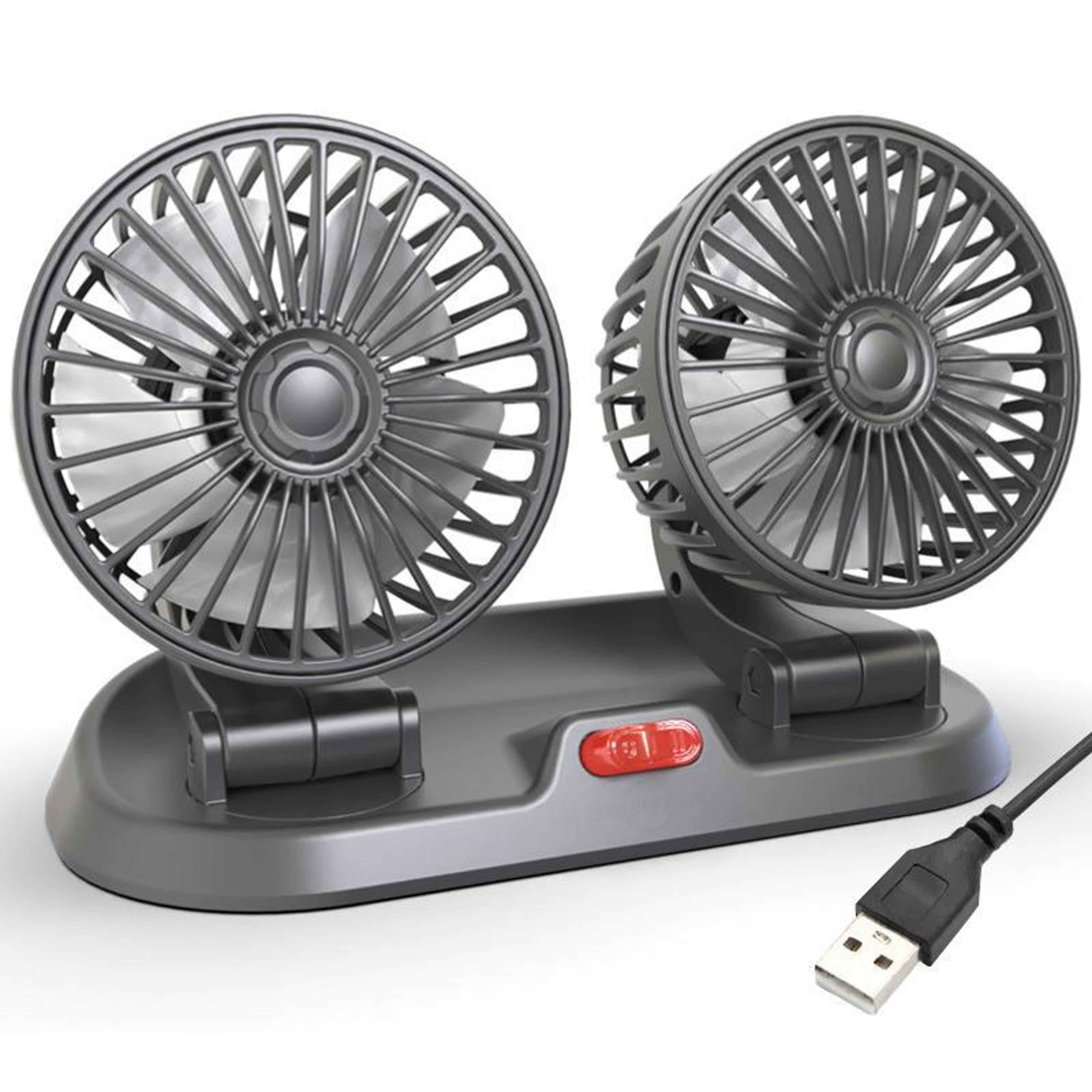 car cooling fan usb dual head 360° adjustable dashboard air circulator with parking card