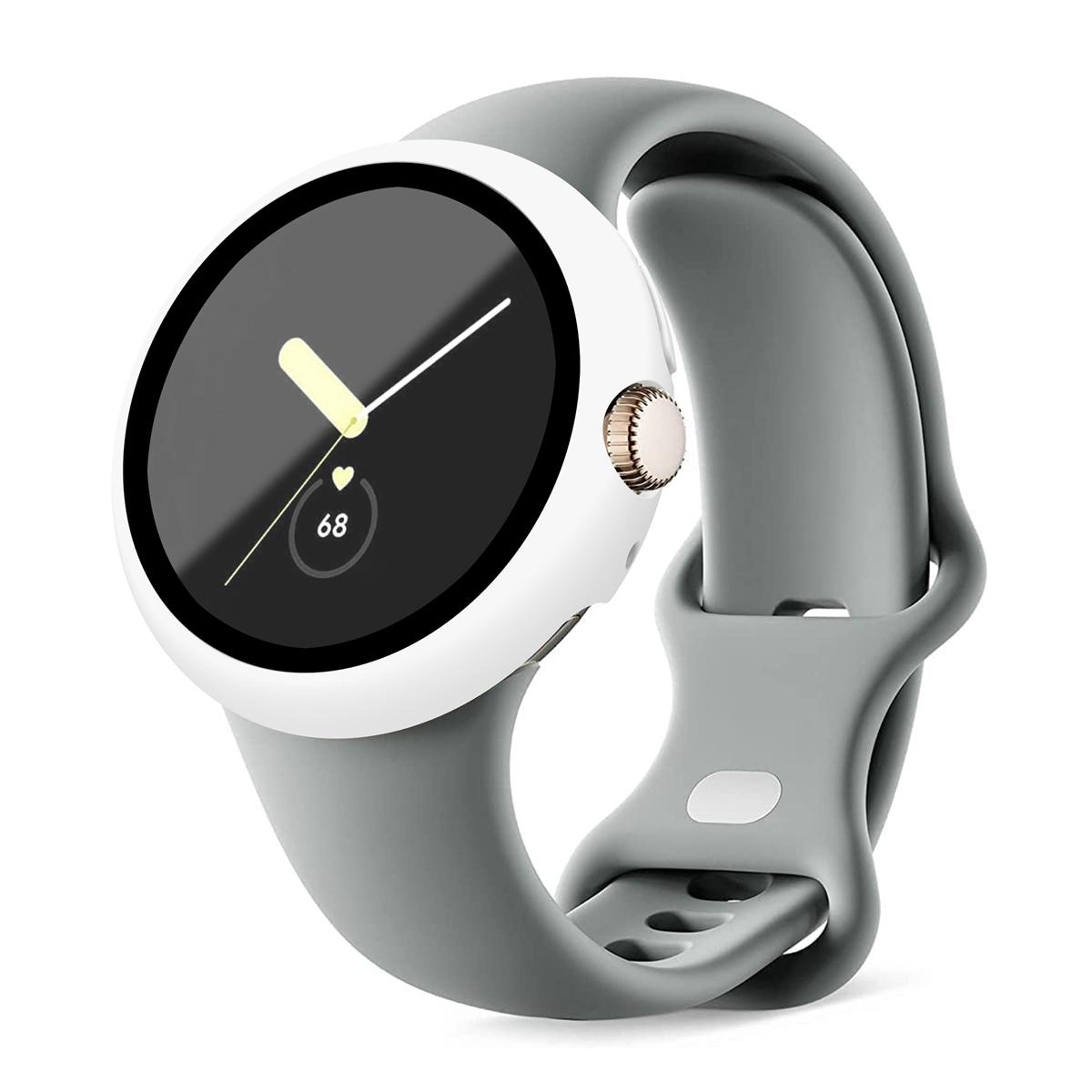 google pixel watch case with tempered glass screen protector frosted pc protective cover