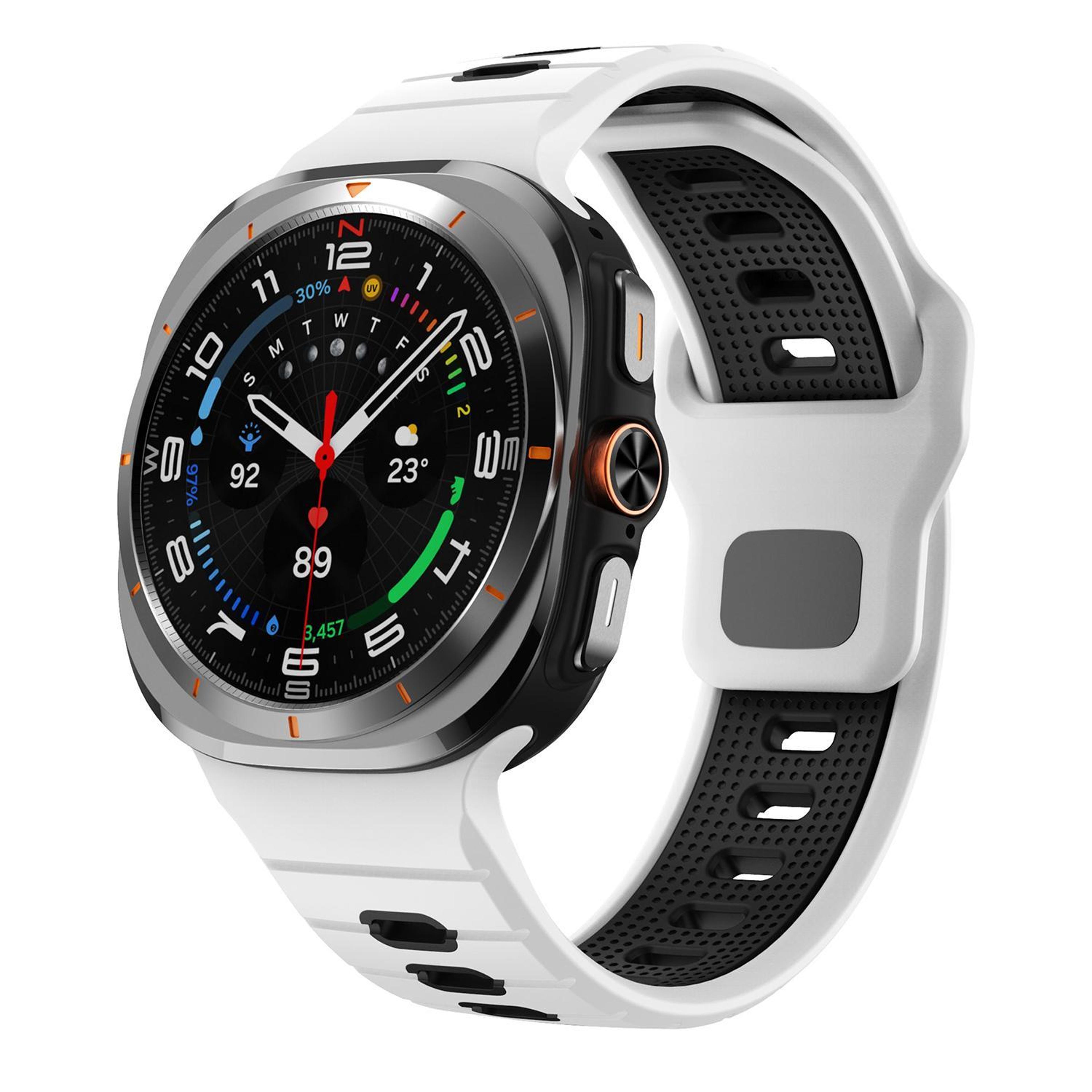 samsung galaxy watch ultra silicone sport band with reverse buckle and striped design