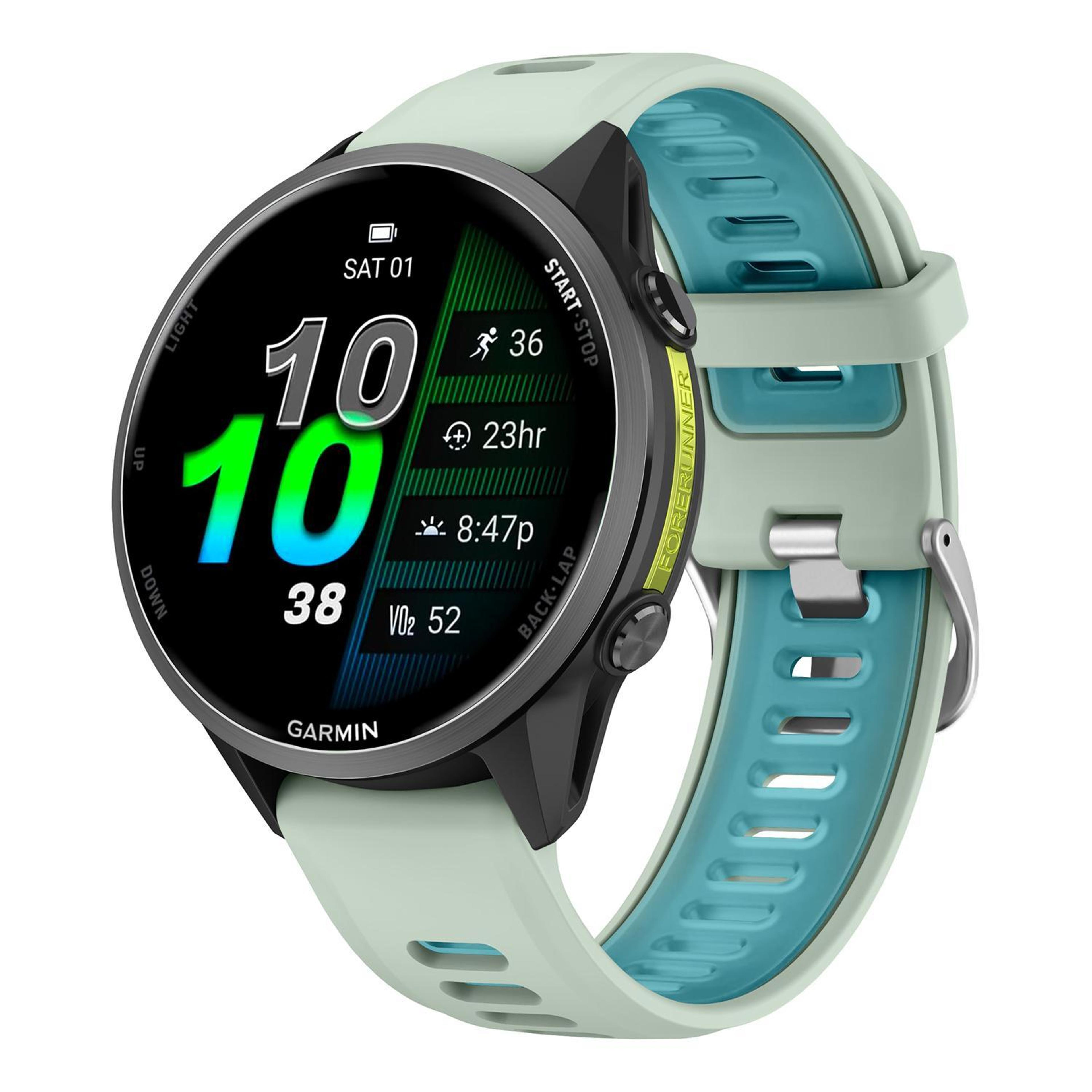 garmin forerunner silicone watch band two color replacement strap with silver buckle