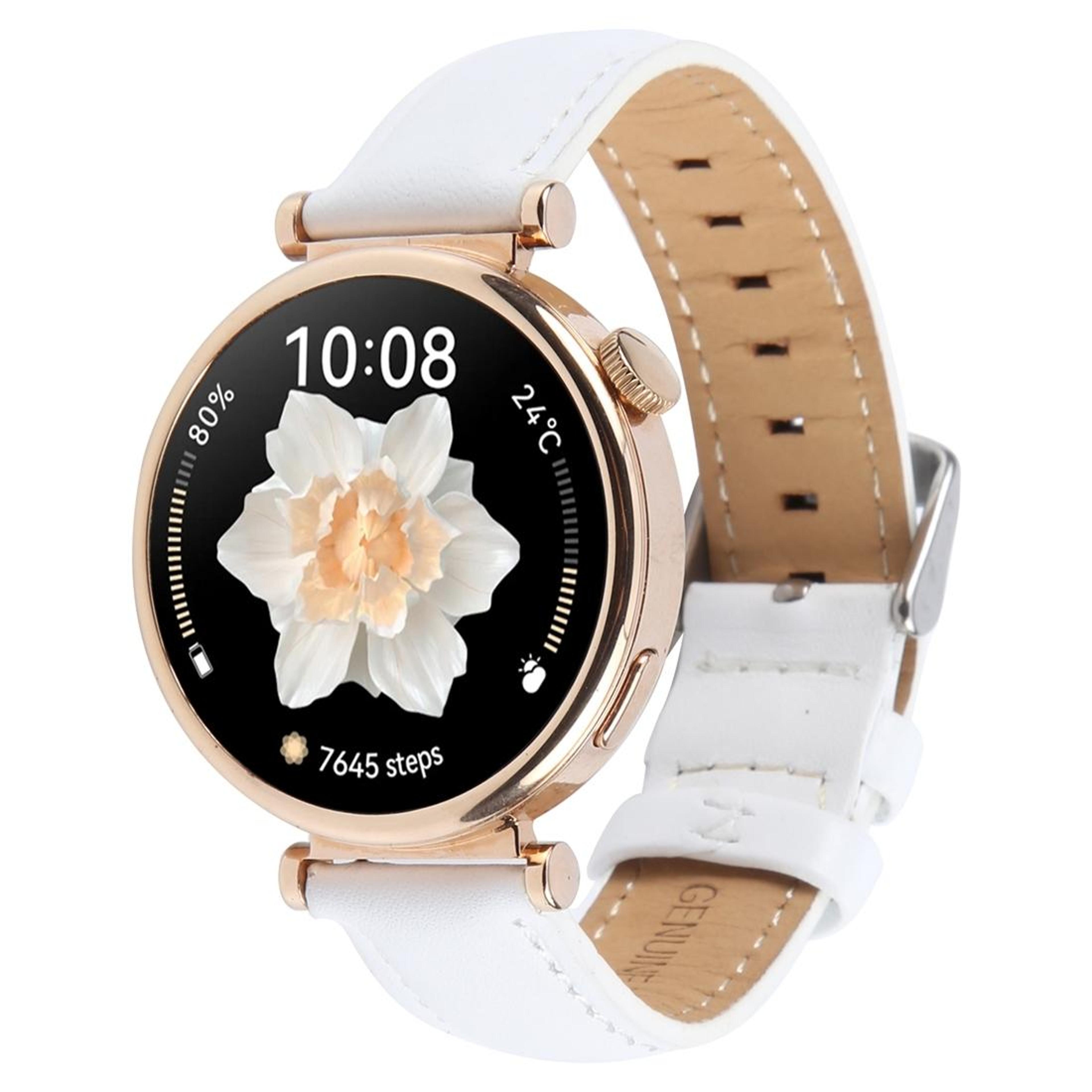 genuine leather watch band white replacement strap with silver buckle for classic wristwatches