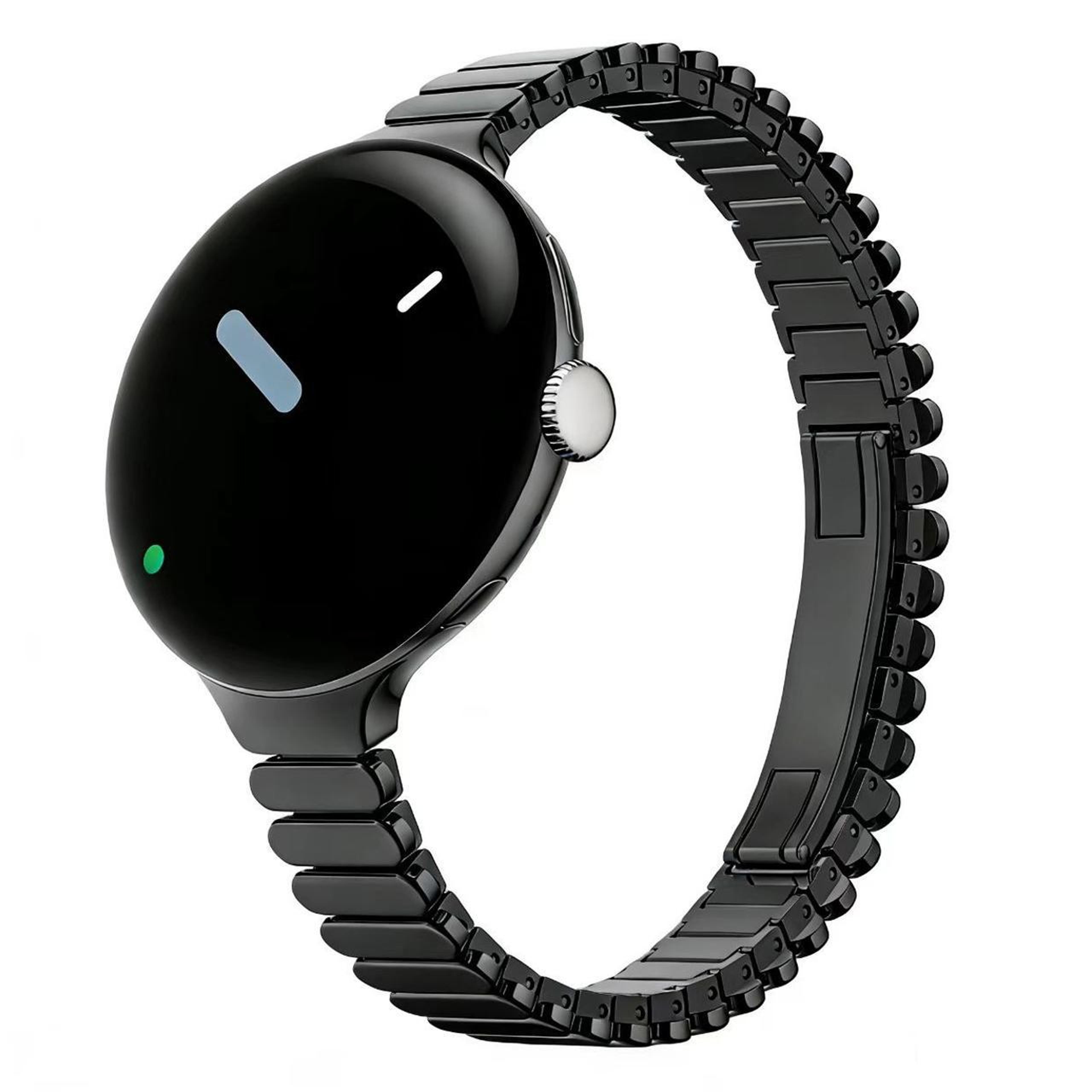 google pixel watch stainless steel watch band with butterfly buckle slim metal replacement strap
