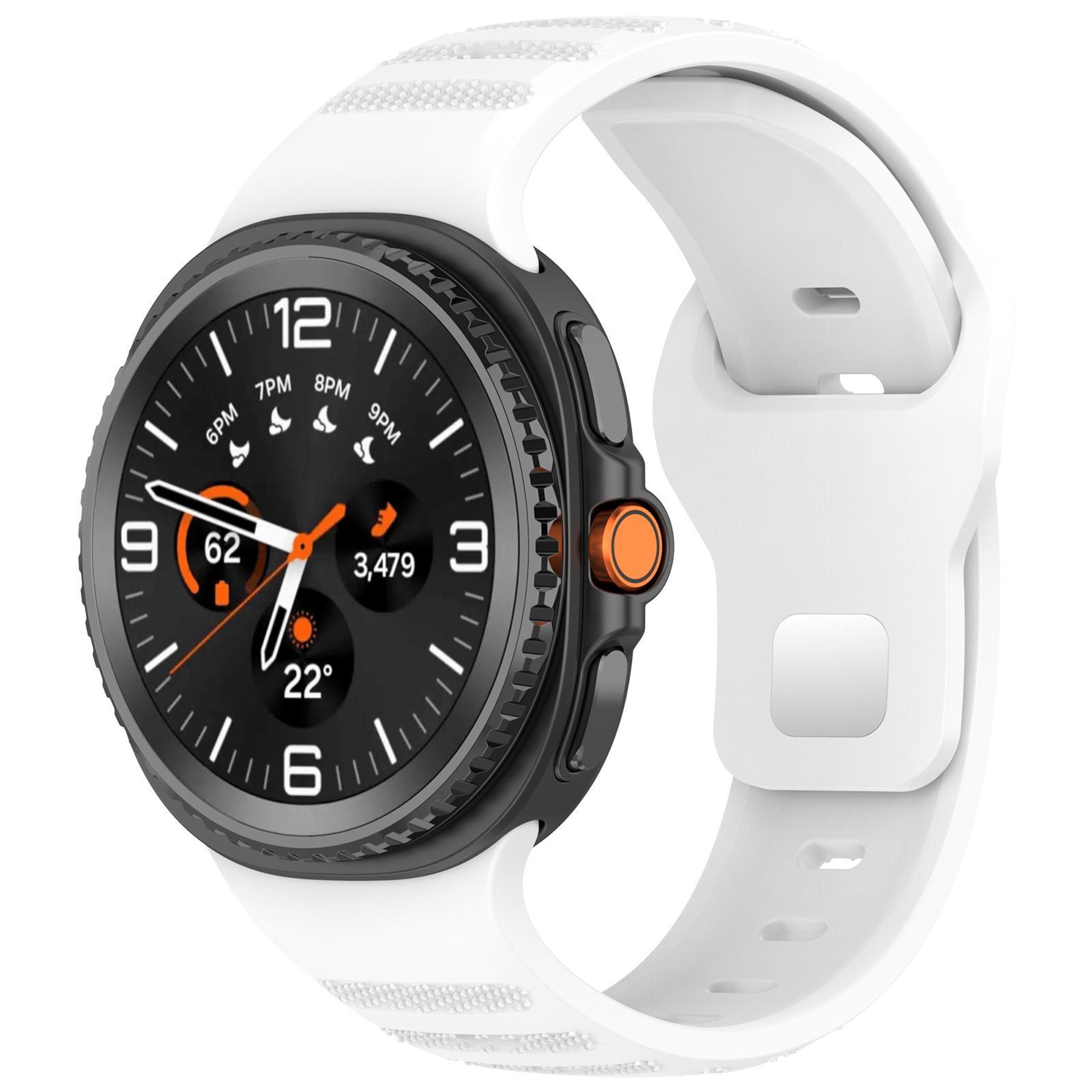xdfind samsung galaxy watch ultra band silicone sport strap with silver stud buckle