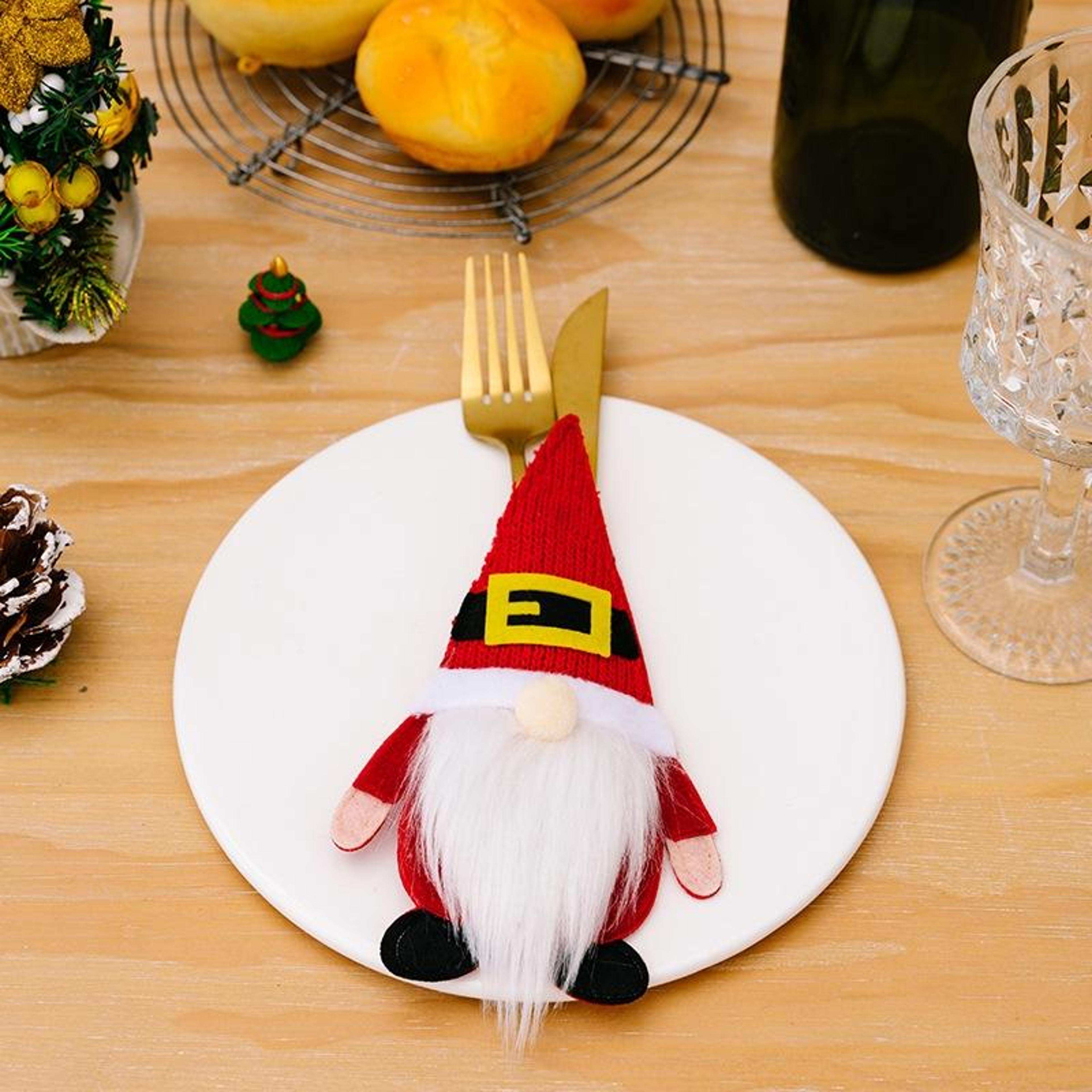 christmas cutlery holder festive table decor cartoon christmas silverware holder