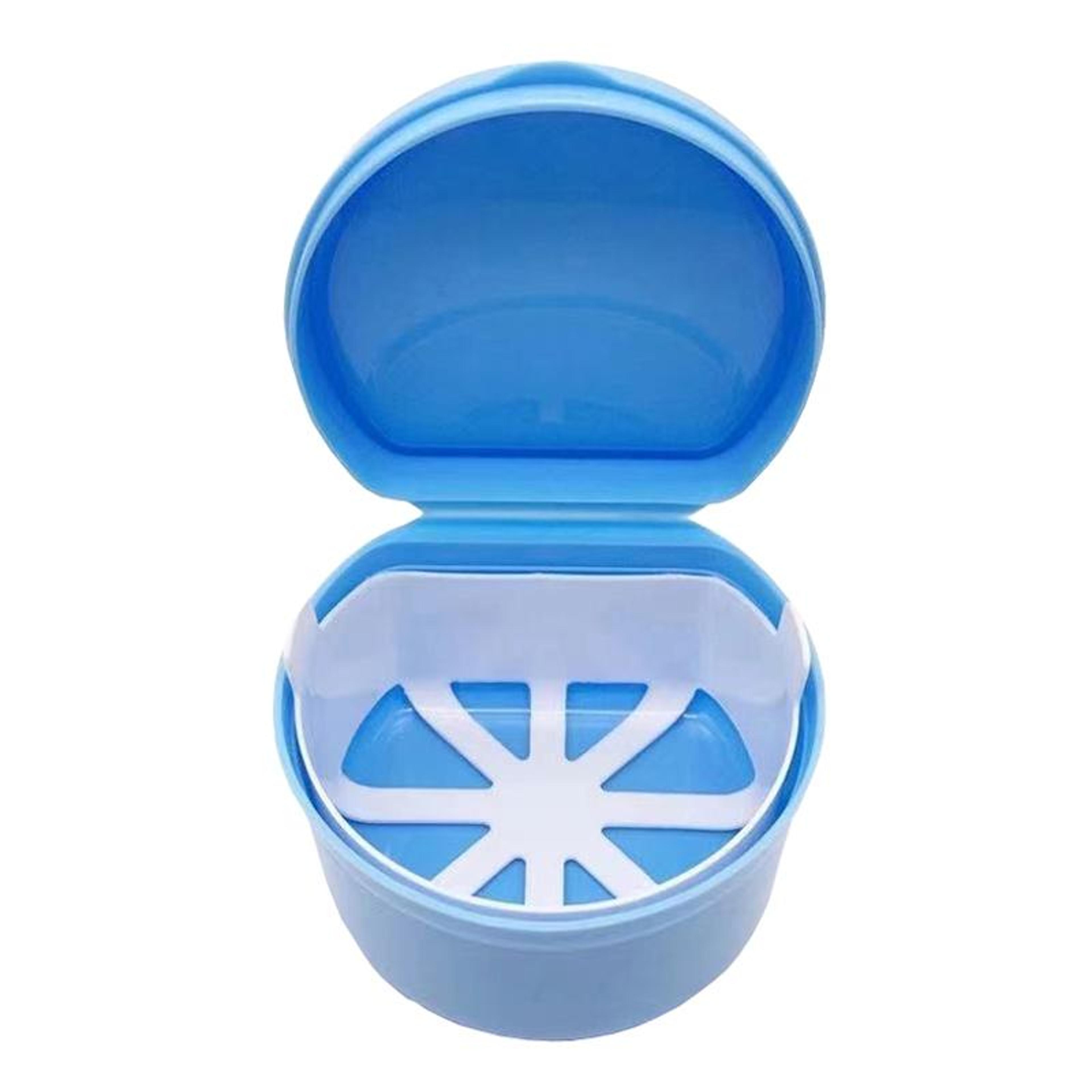 portable retainer cleaning case denture soaking box with filter basket for braces and aligners