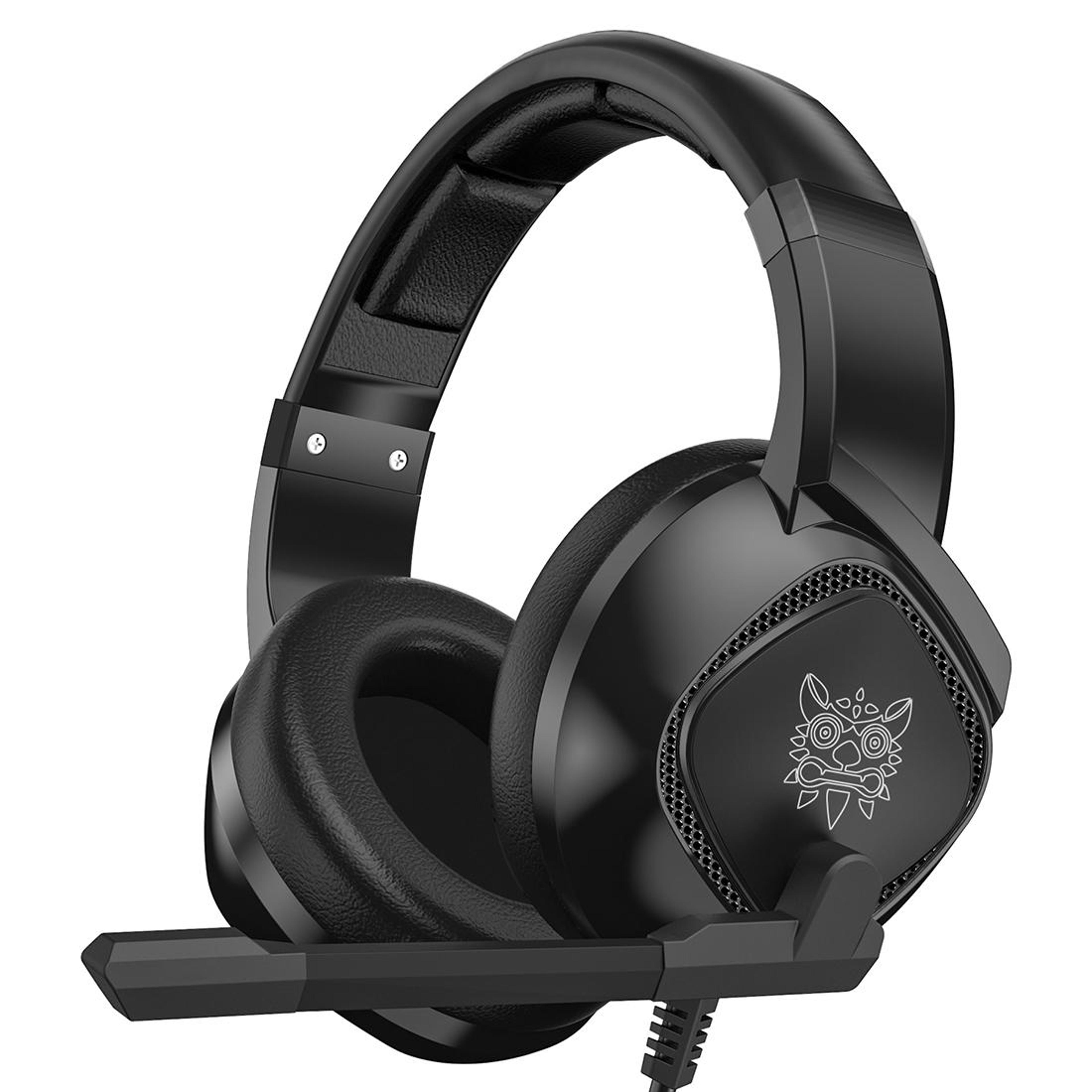 gaming headset with adjustable light microphone for pc and console