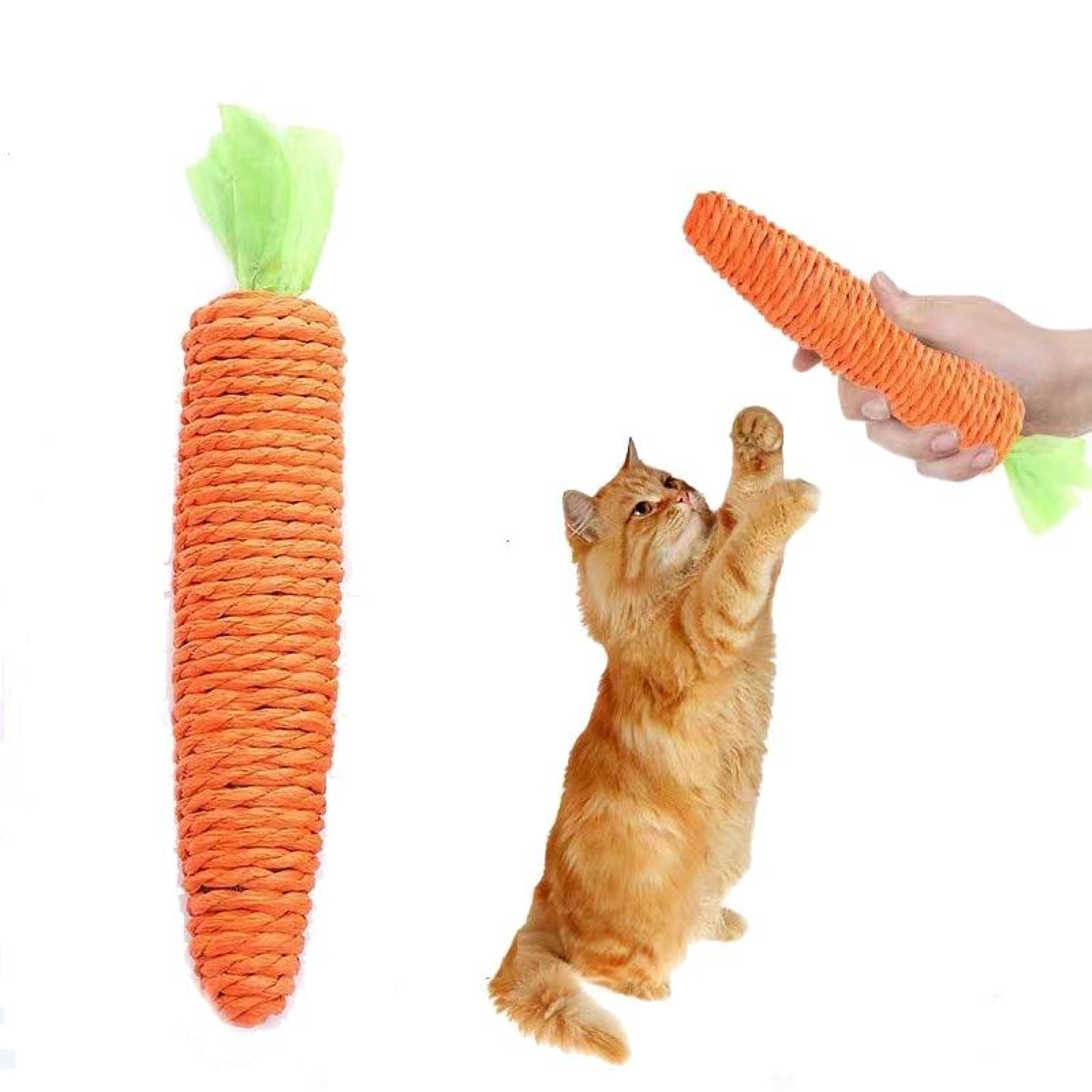 carrot cat chew toy with bell bite resistant cat rope toy for indoor cats and kittens