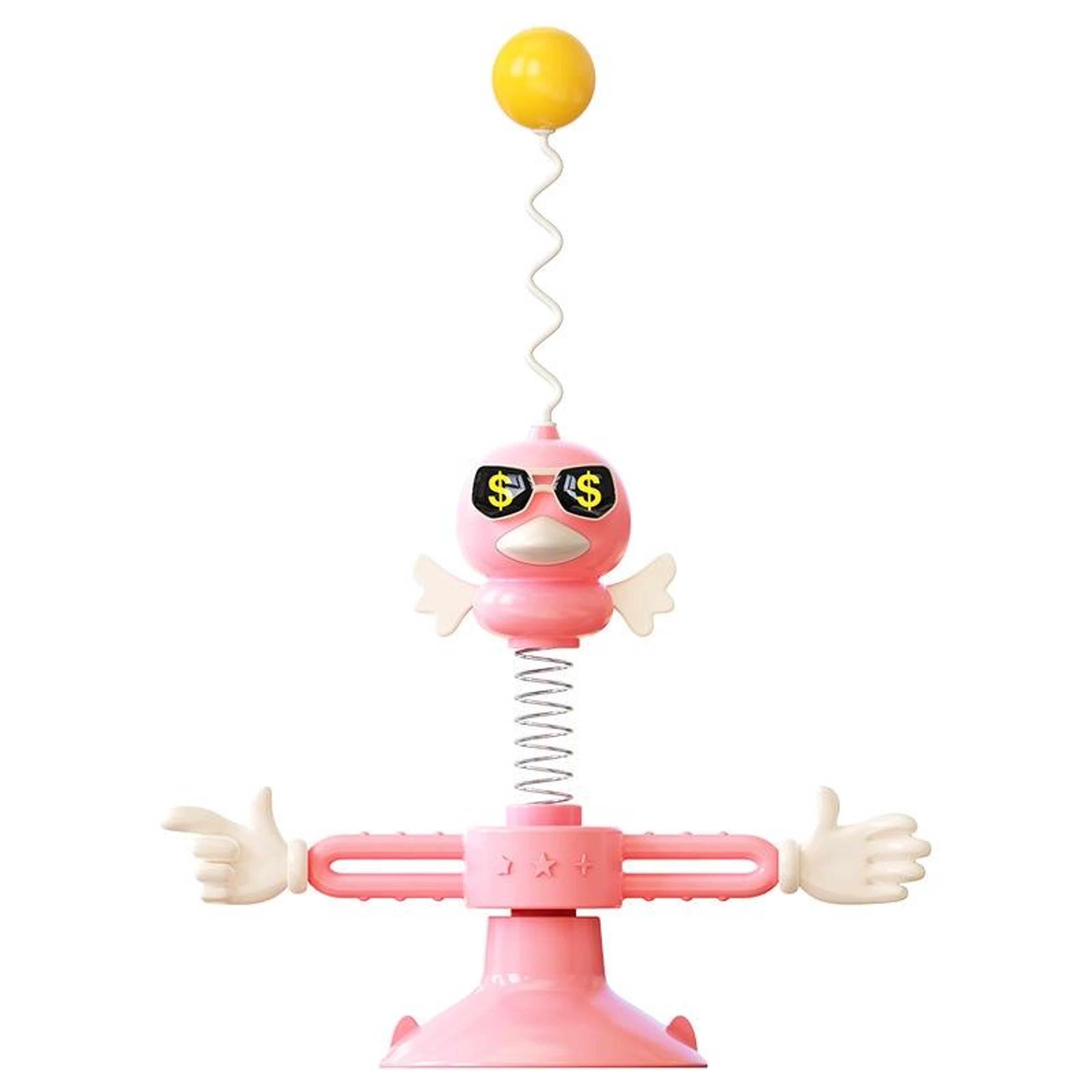 interactive cat toy suction cup windmill spinner with spring teaser for indoor cats