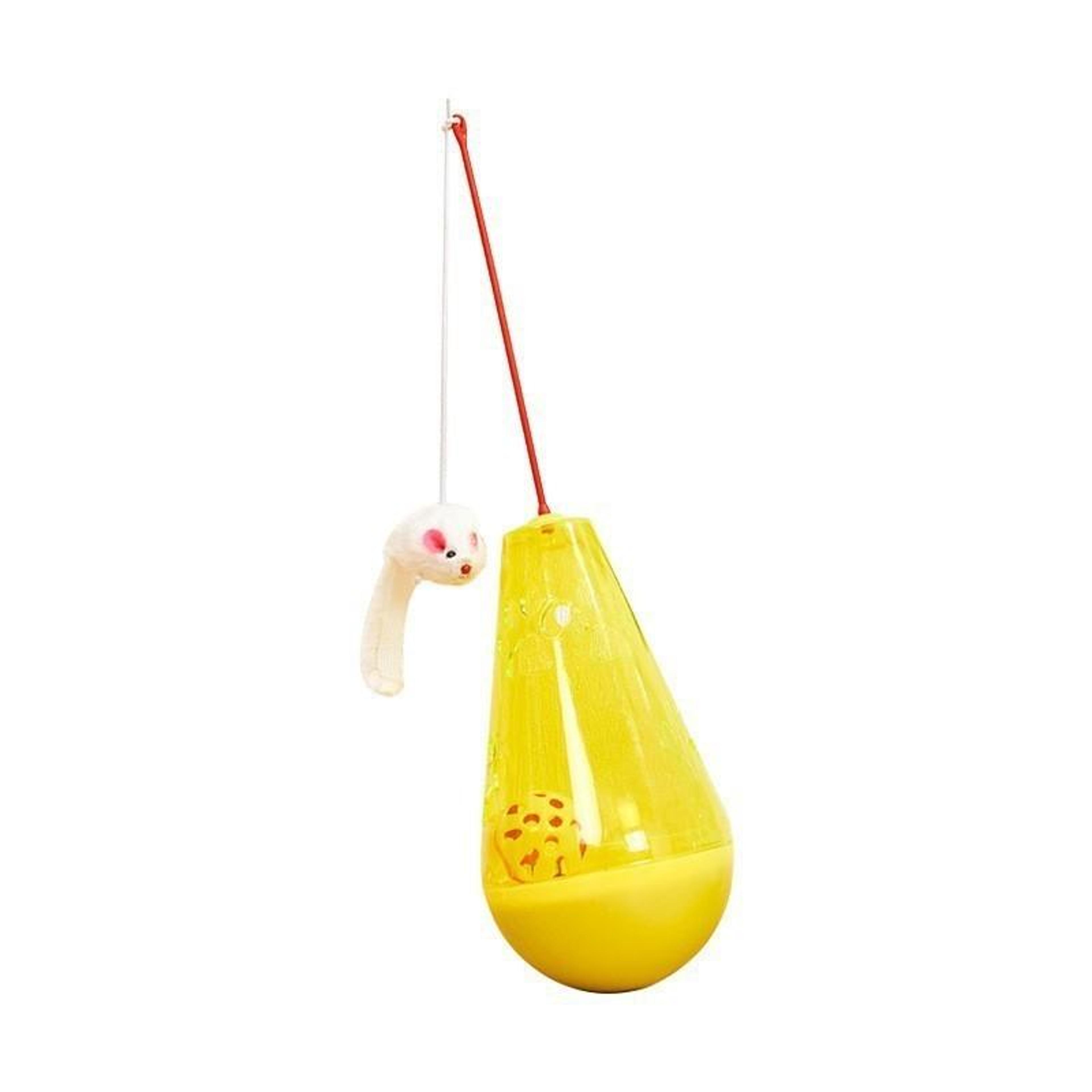 interactive cat toy treat dispenser tumbler ball with teaser wand for indoor cats