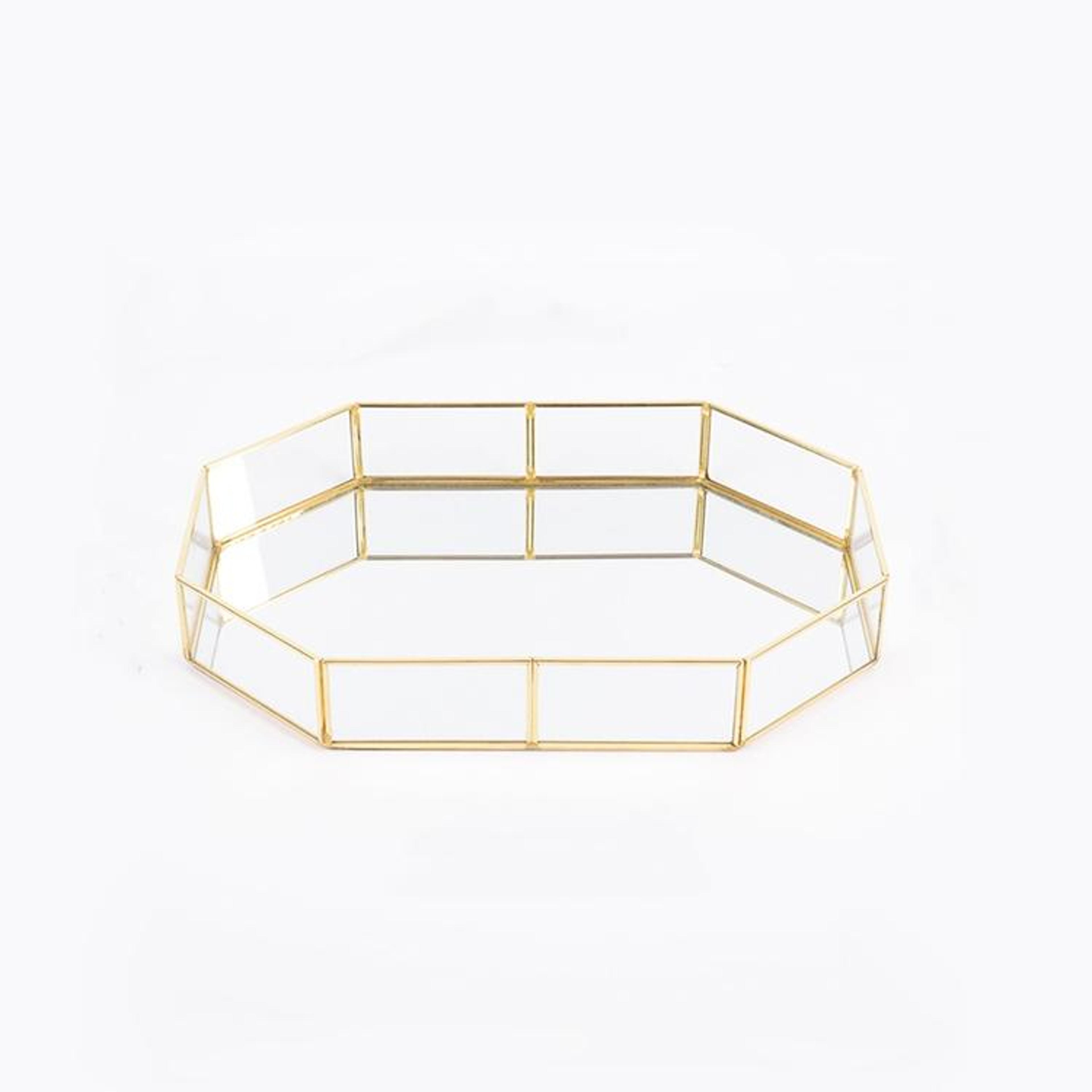 vintage glass vanity tray gold brass mirror jewelry organizer for cosmetics perfume and decor