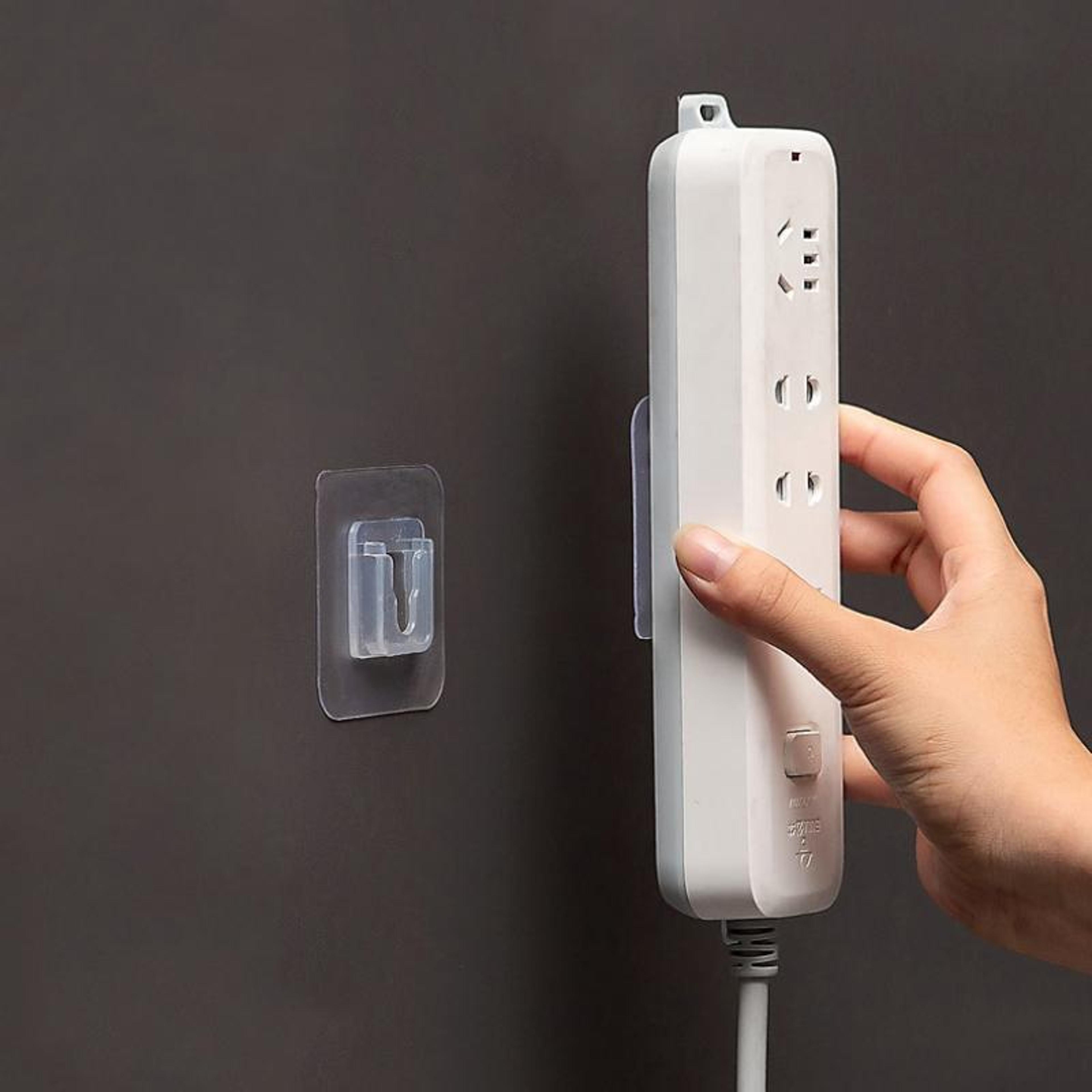 self adhesive socket holder wall mount cable organizer no drill extension cord rack