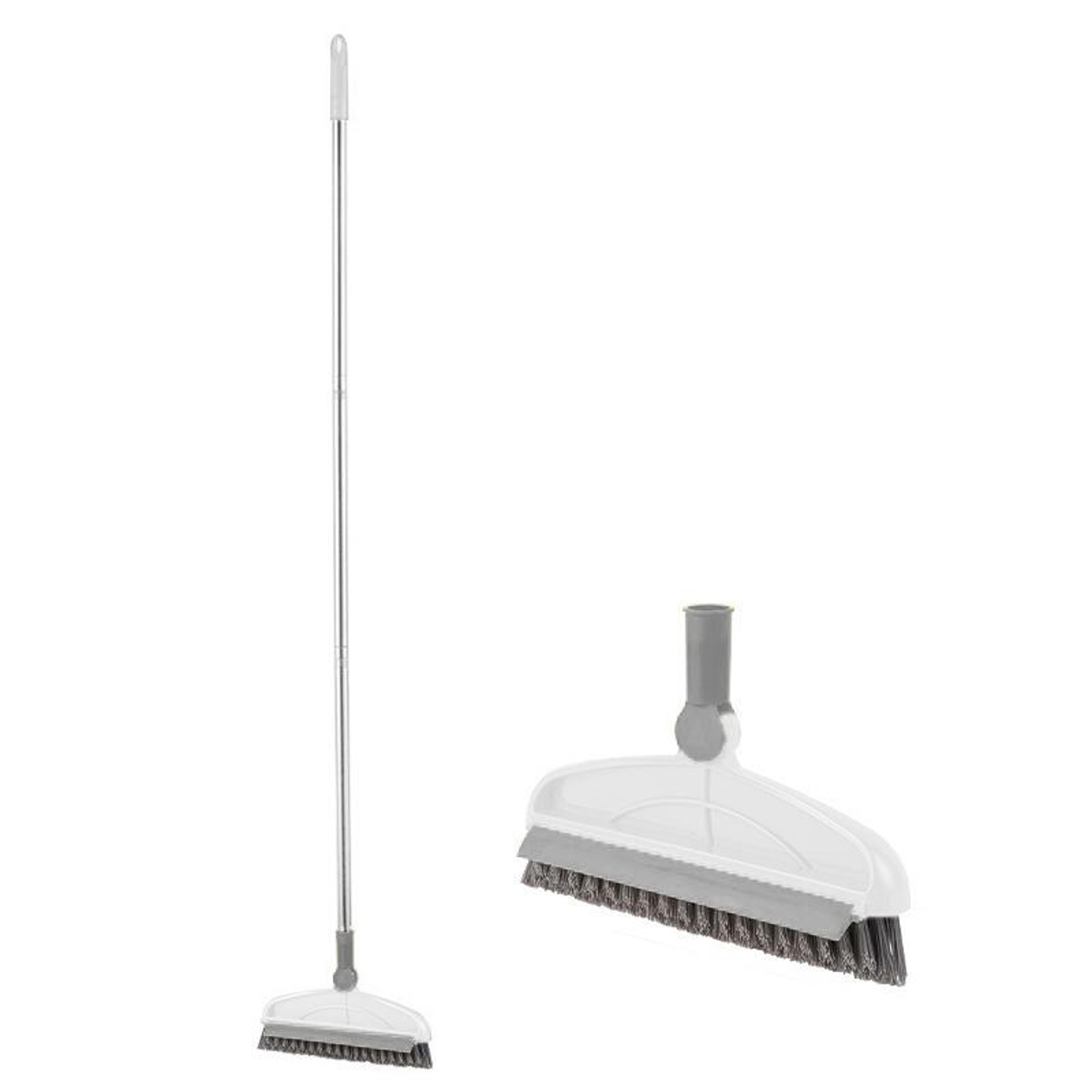 hard bristle crevice floor cleaning brush with long handle deep scrub wiper section rod