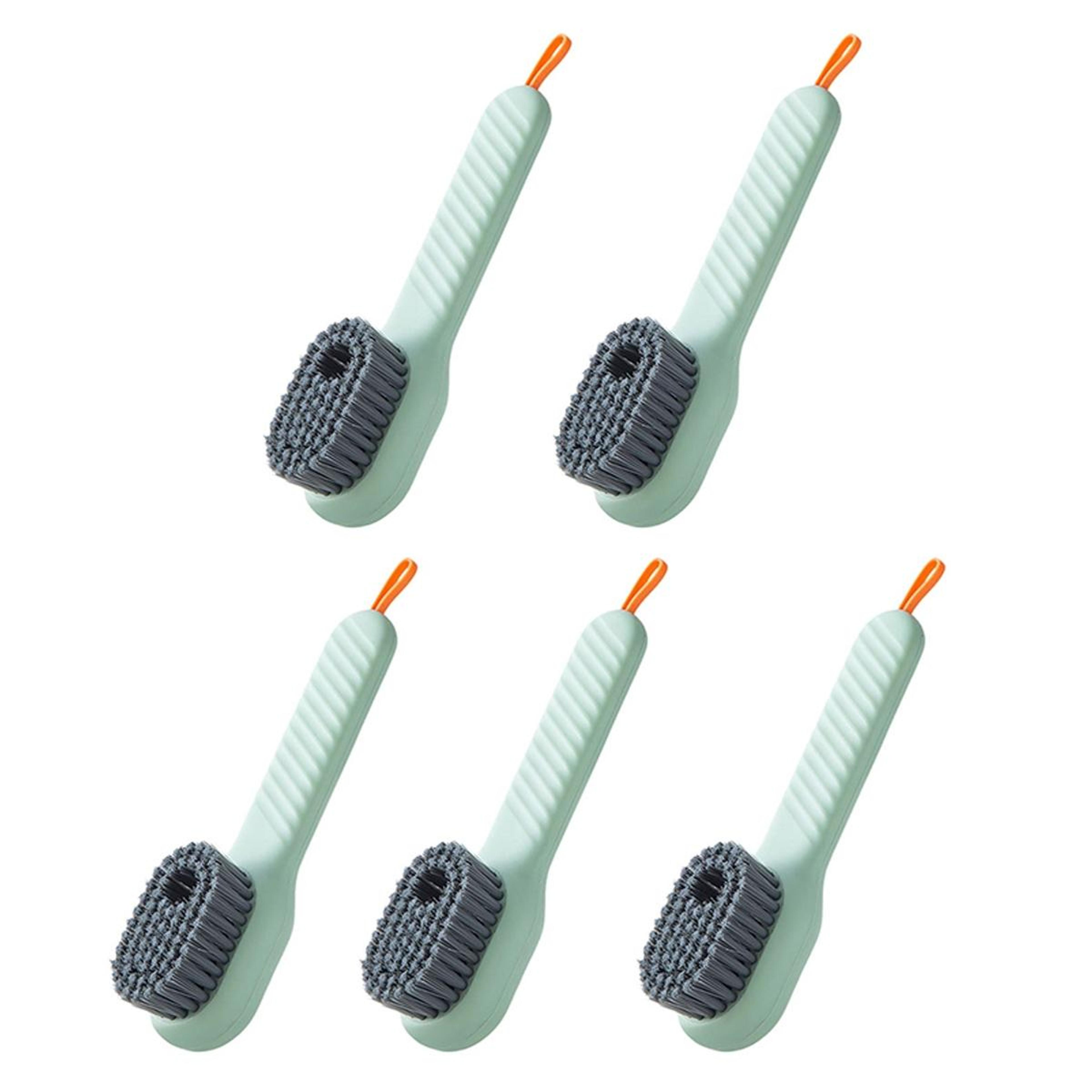 liquid shoe cleaning brush set with soft bristle shoe brush and built in soap dispenser