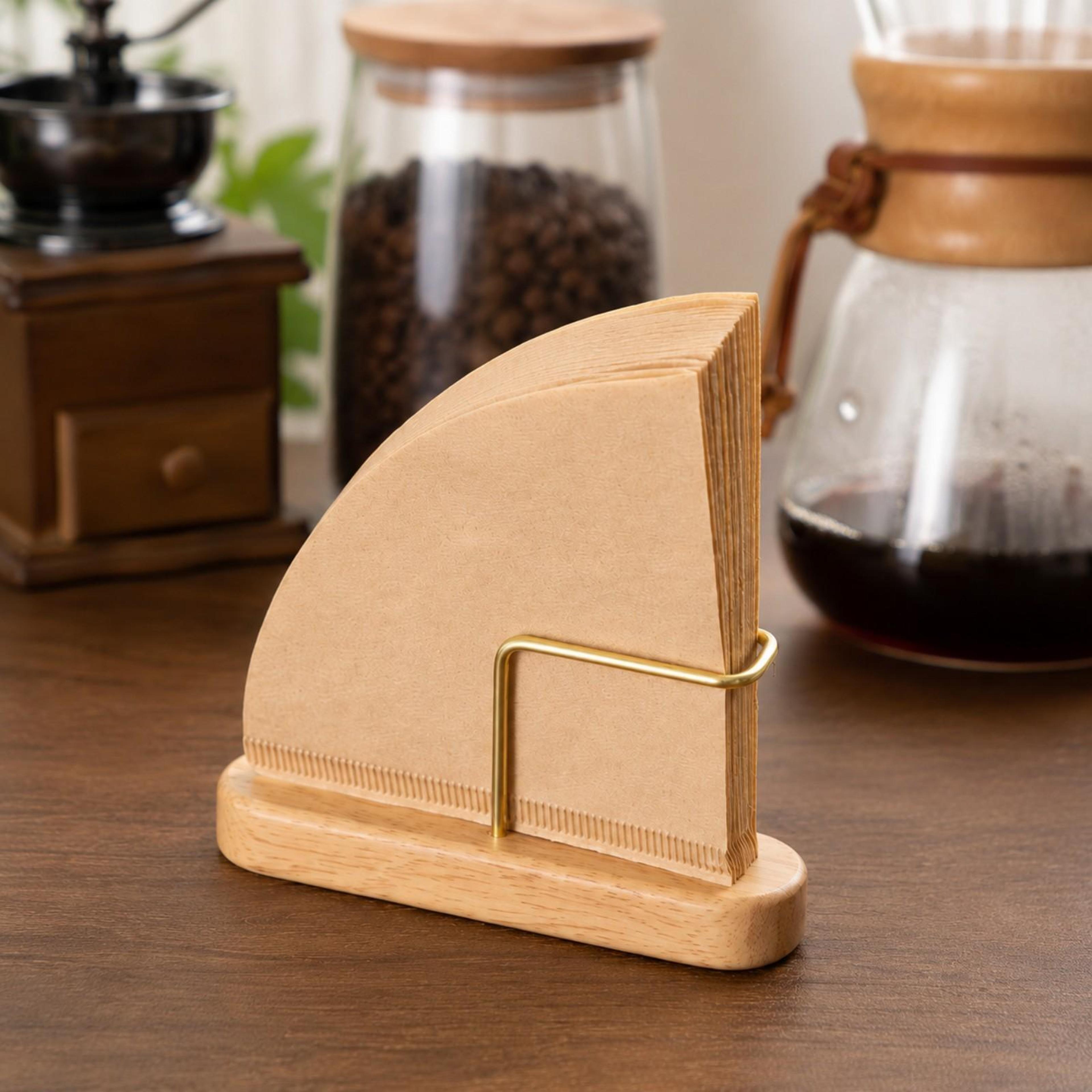 solid oak coffee filter paper holder wooden coffee filter storage box for home coffee bar