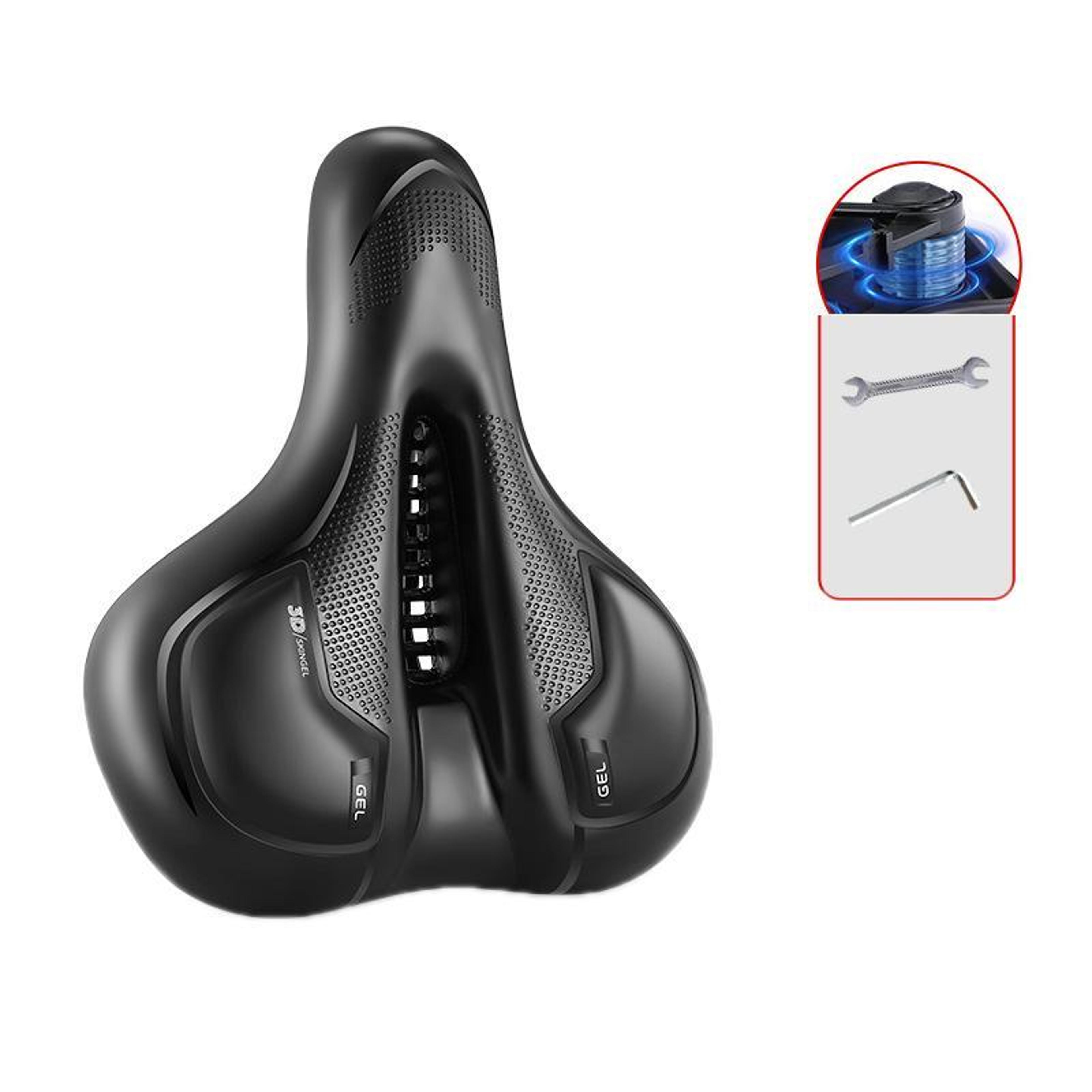 ergonomic comfortable bike seat dual shock absorbing silicone bicycle saddle with tools black