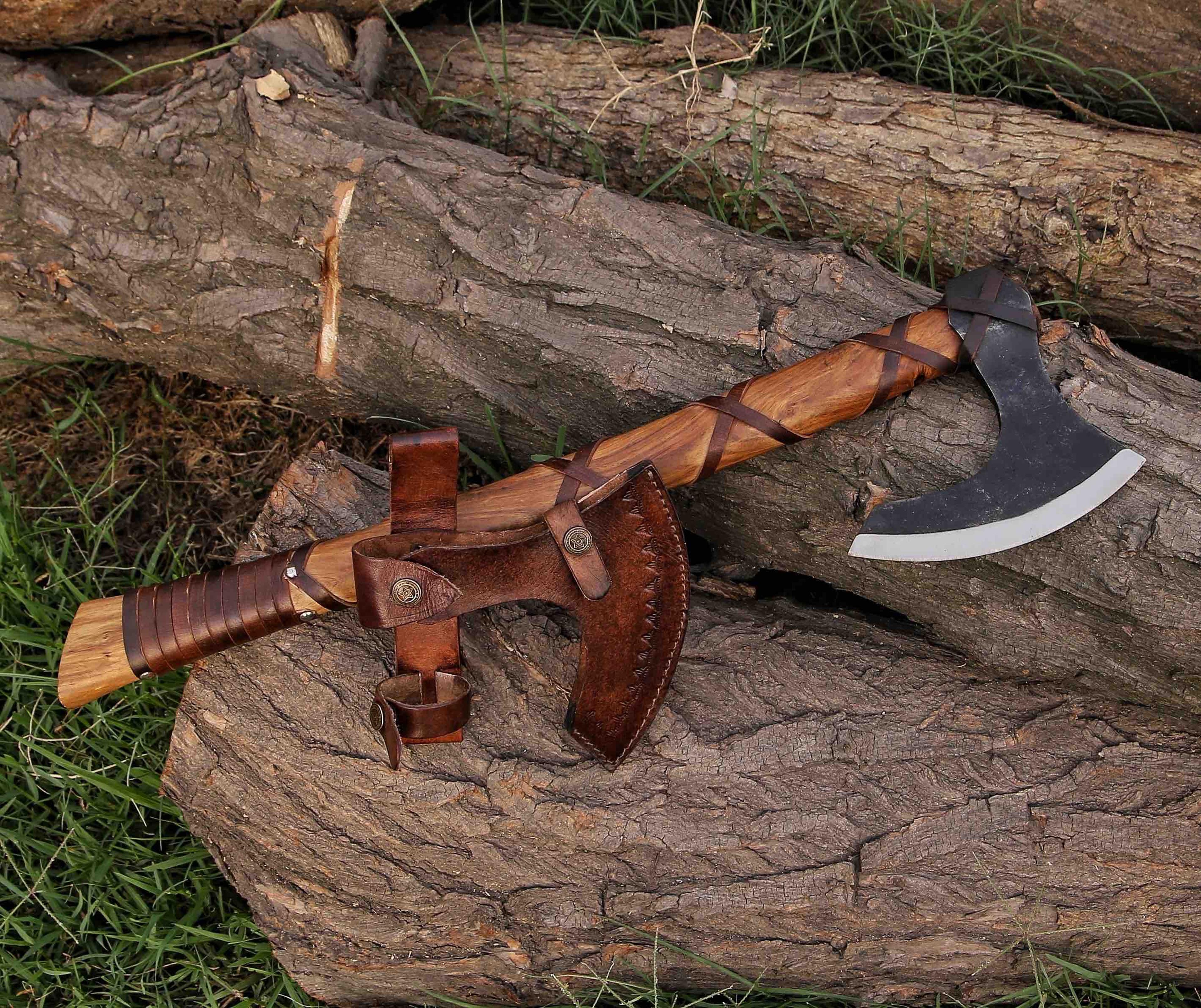 viking axe, bearded axe hand forged steel double blade viking axe gift for him, christmas gift