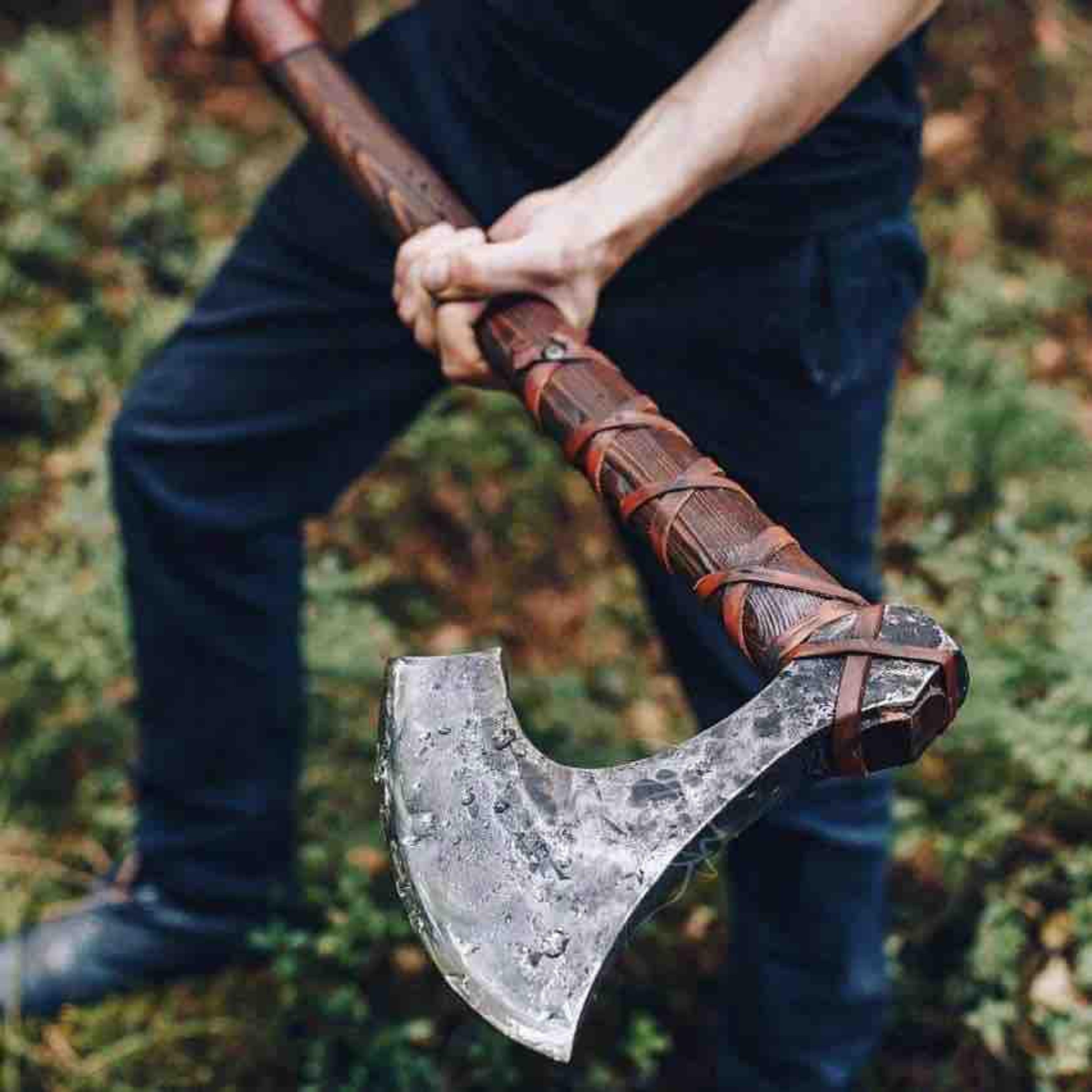 39" two handed berserker axe, hand forged steel, norse axe, scandinavian viking axe, bearded axe, large viking axe