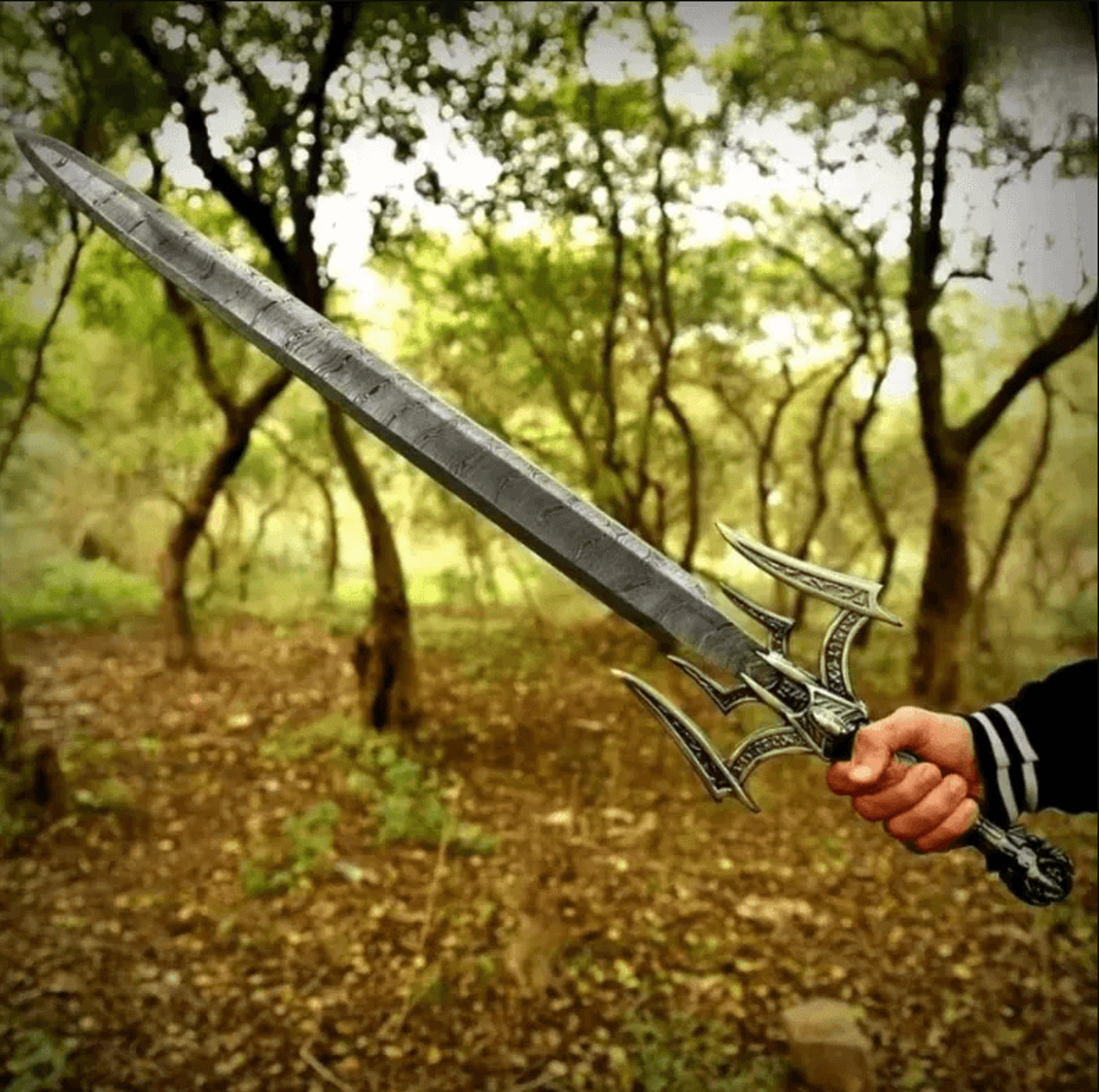 full tang 38" medieval viking sword | carbon steel blade | wooden handle + leather sheath | handmade norse warrior sword