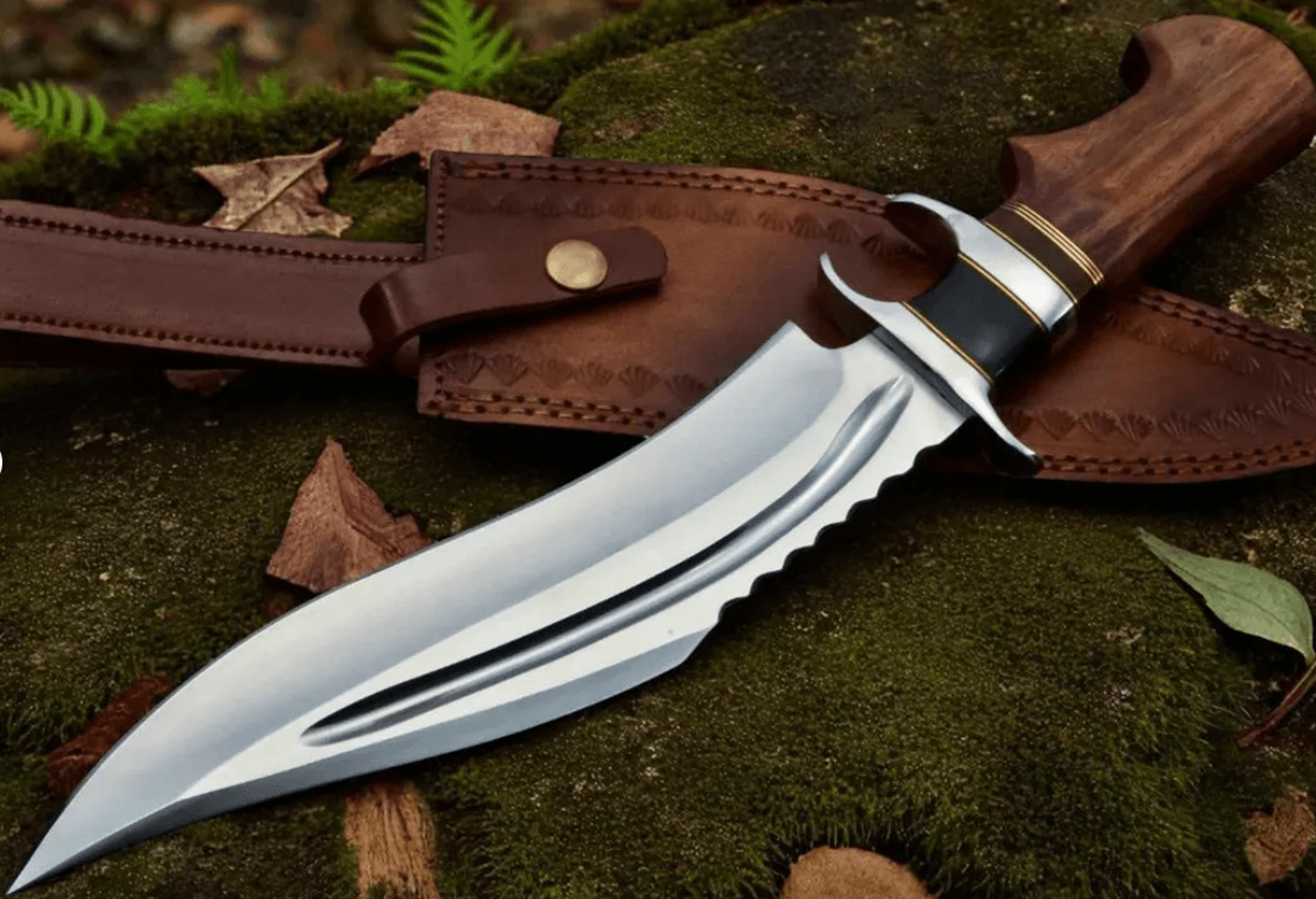 15" full tang carbon steel hunting knife | stag antler grip | forged outdoor blade