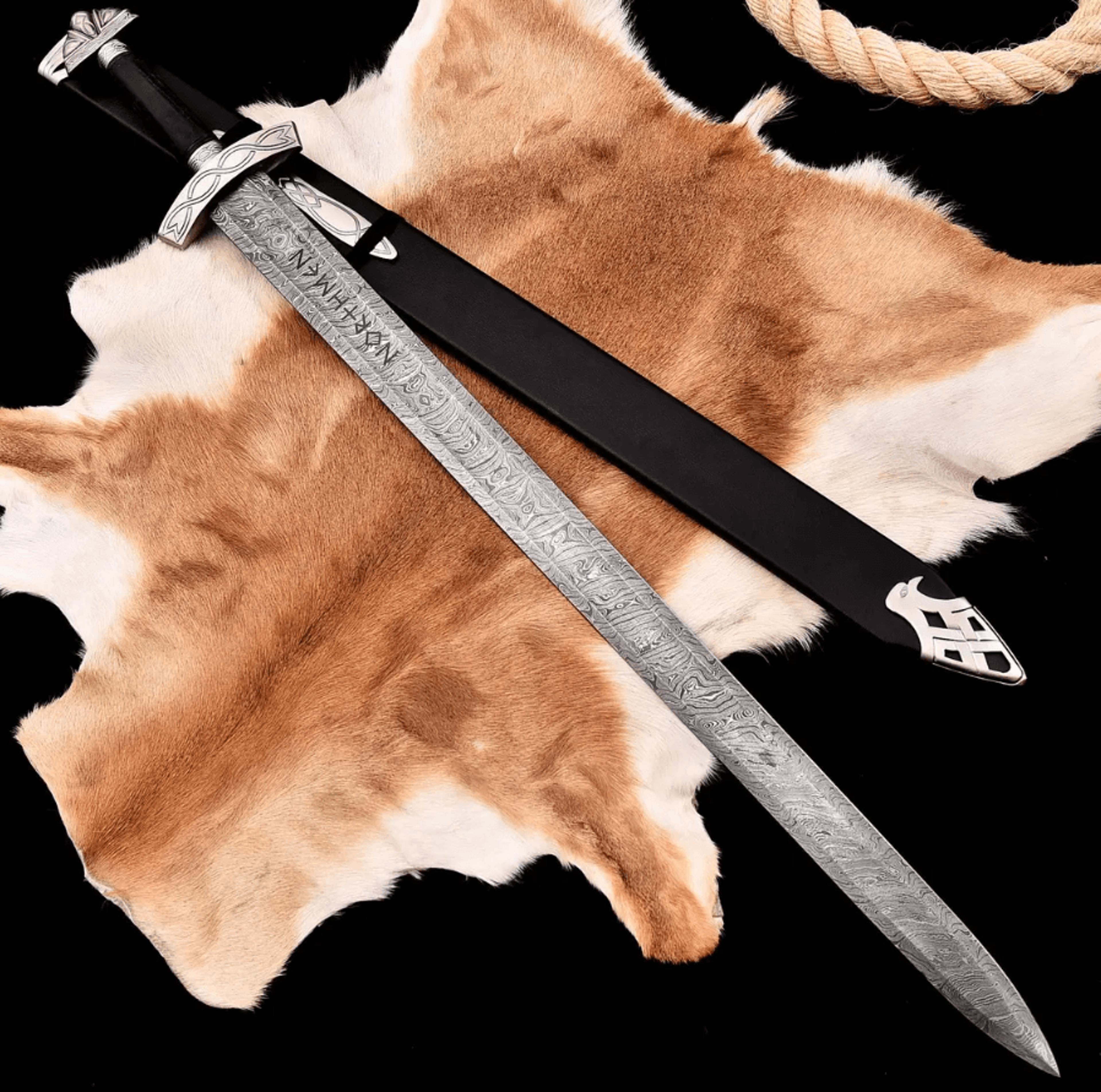 hand-forged high carbon steel viking sword 38 inch northmen collectible