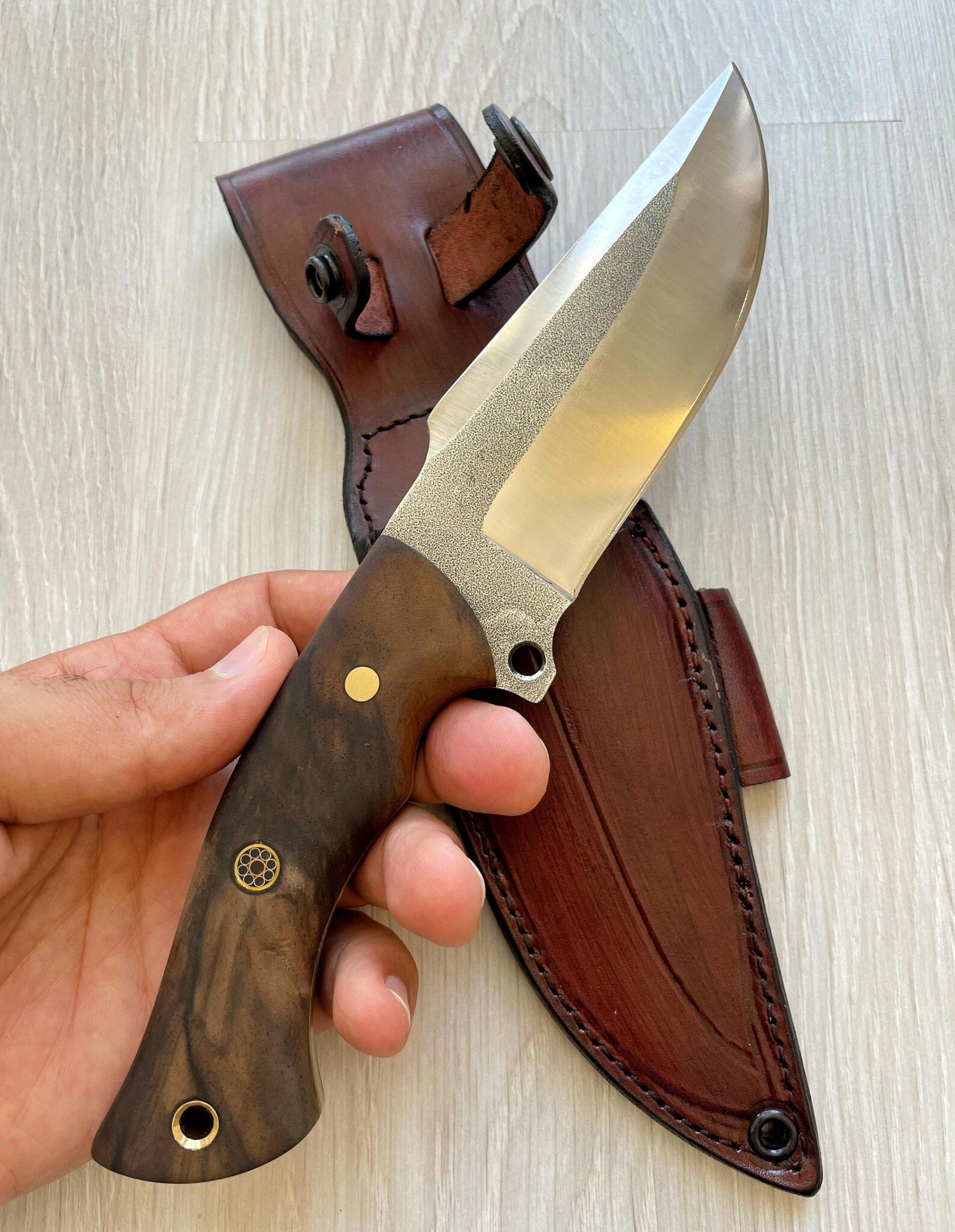 hunting knife n690 steel heavy duty camping survival knife walnut wood handle