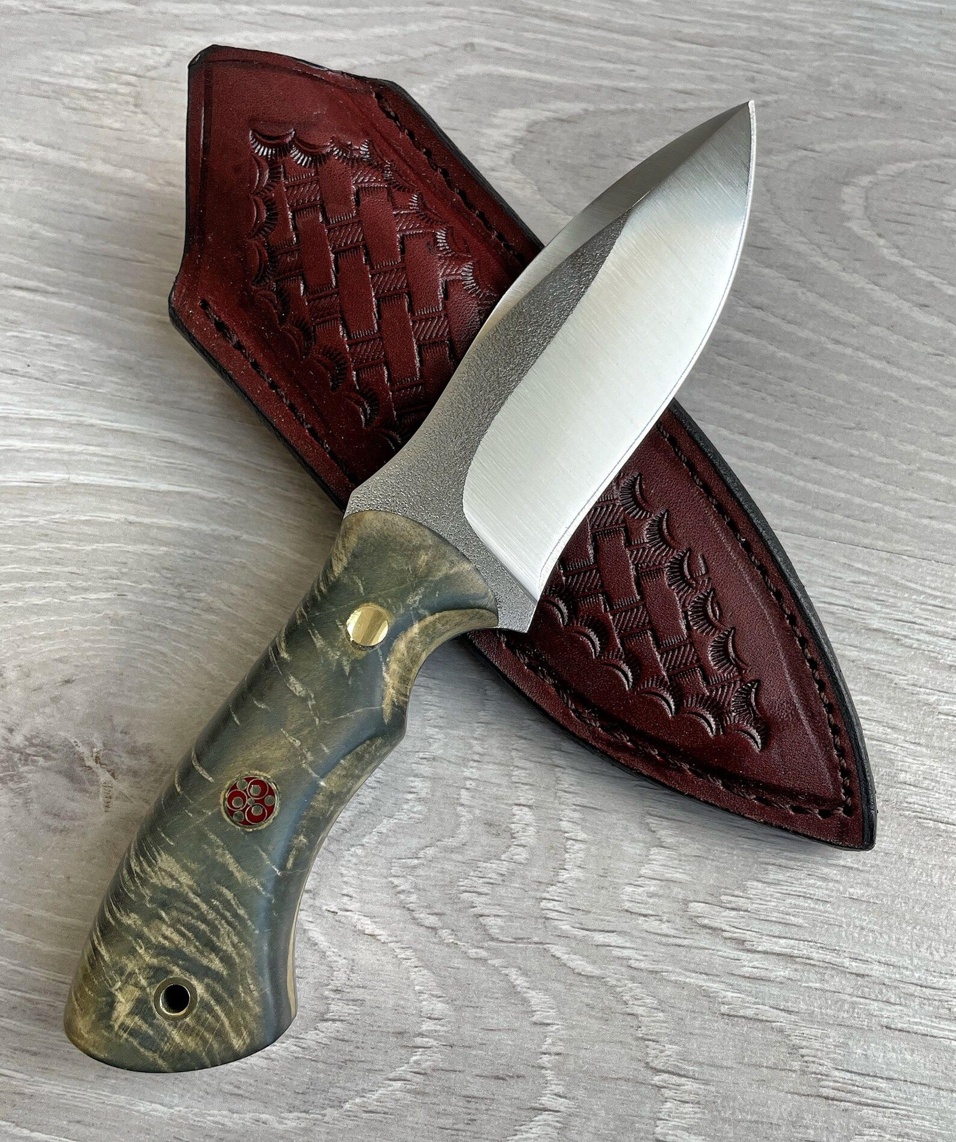 hunting knife n690 steel blacksmith made camping edc skinning knife maple wood handle