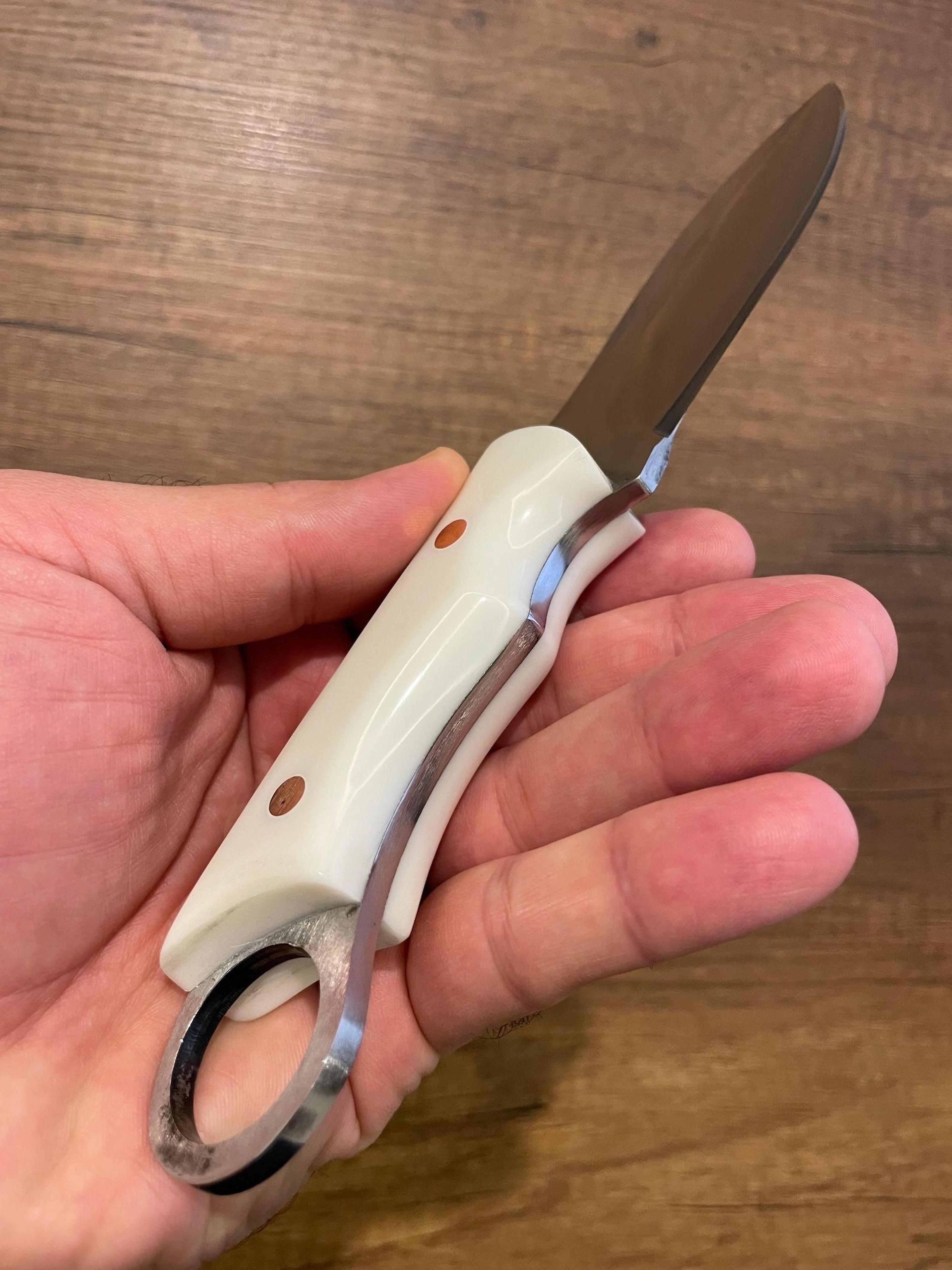 hunting knife 1075 carbon steel fixed blade outdoor camping knife white corian handle