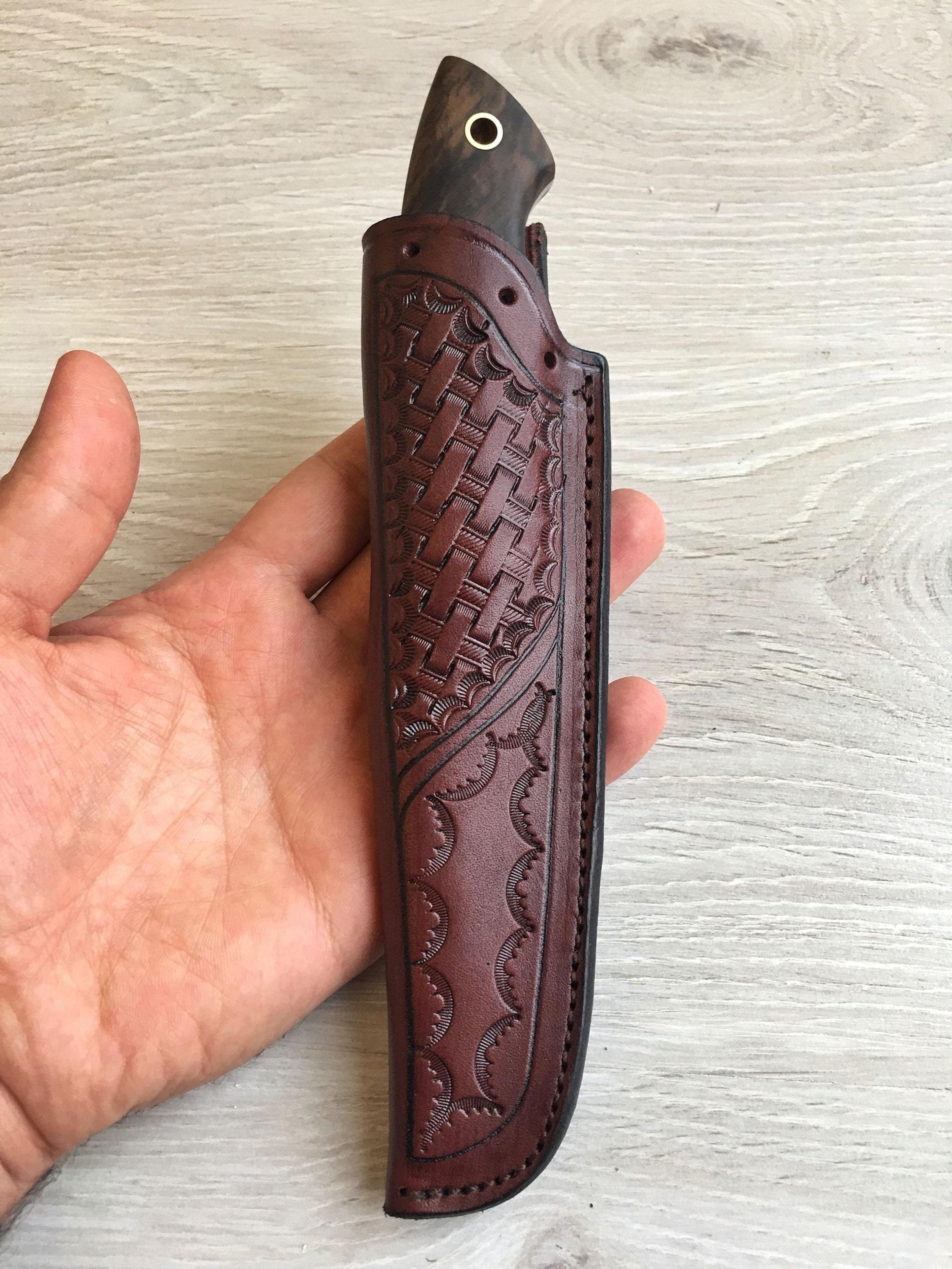 handmade 1075 carbon steel hunting knife – walnut wood camping survival blade