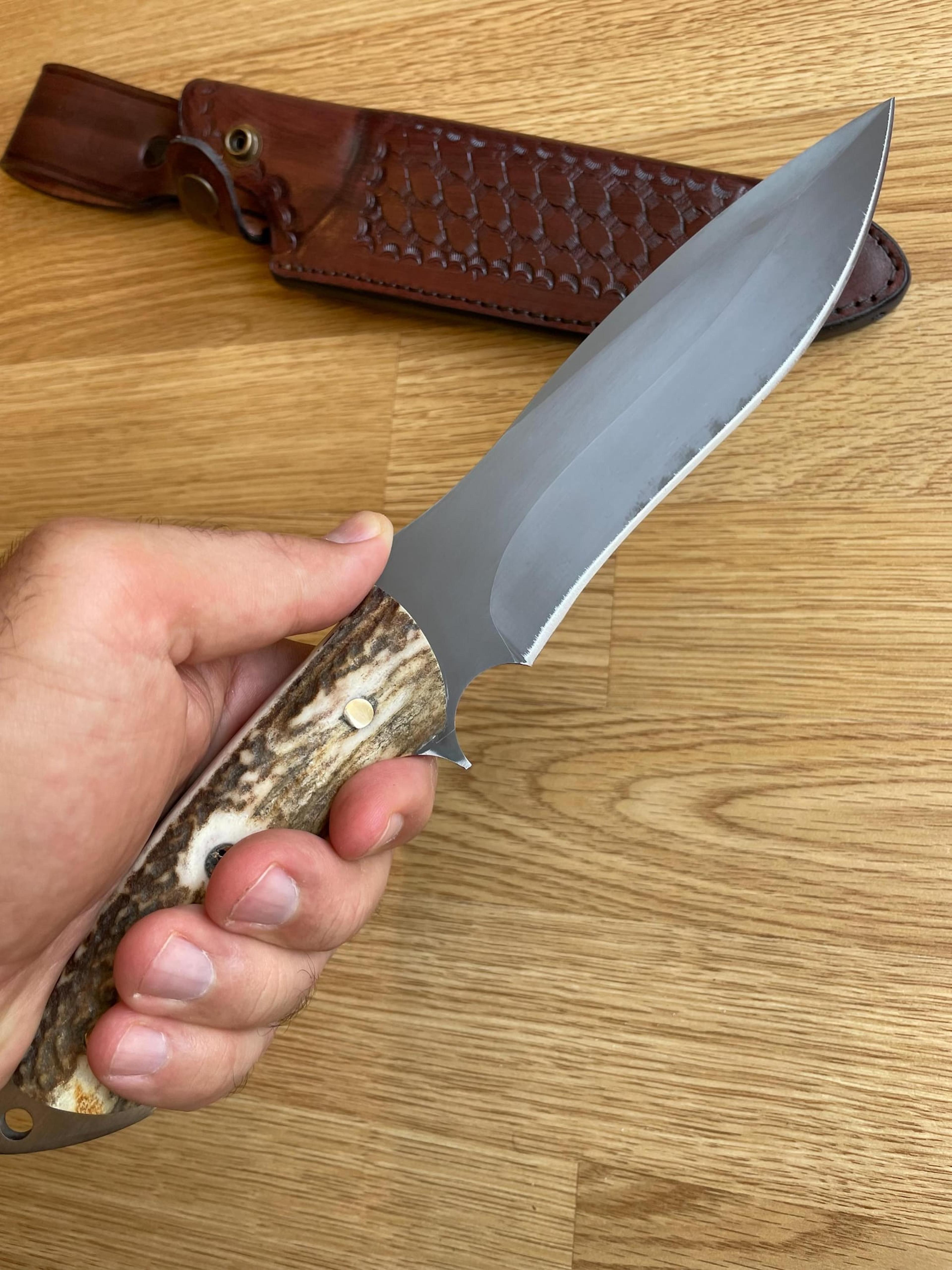 handmade 1075 carbon steel hunting knife – stag horn outdoor survival blade