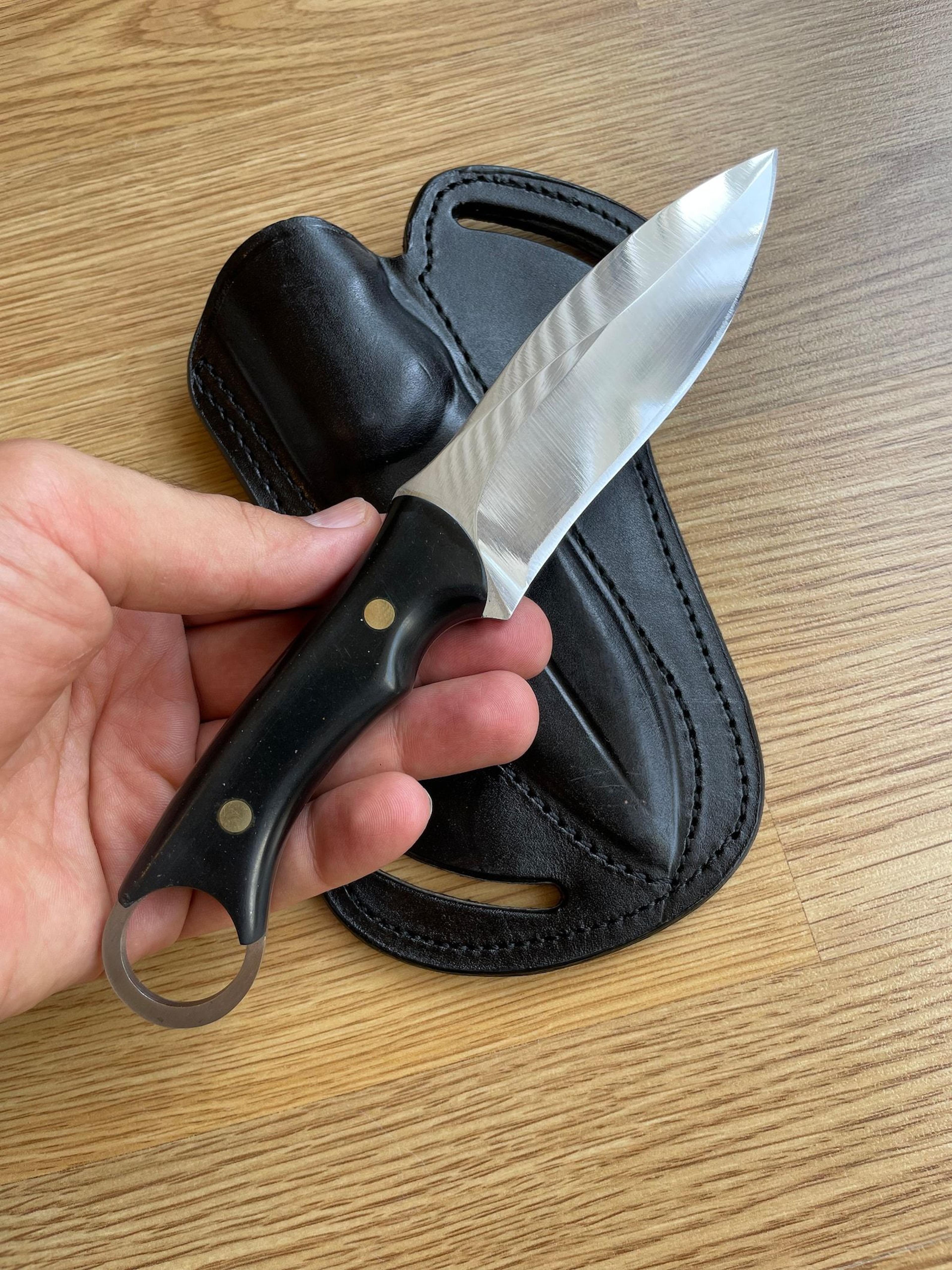 hunting knife 1075 carbon steel compact handle blacksmith made camping survival knife