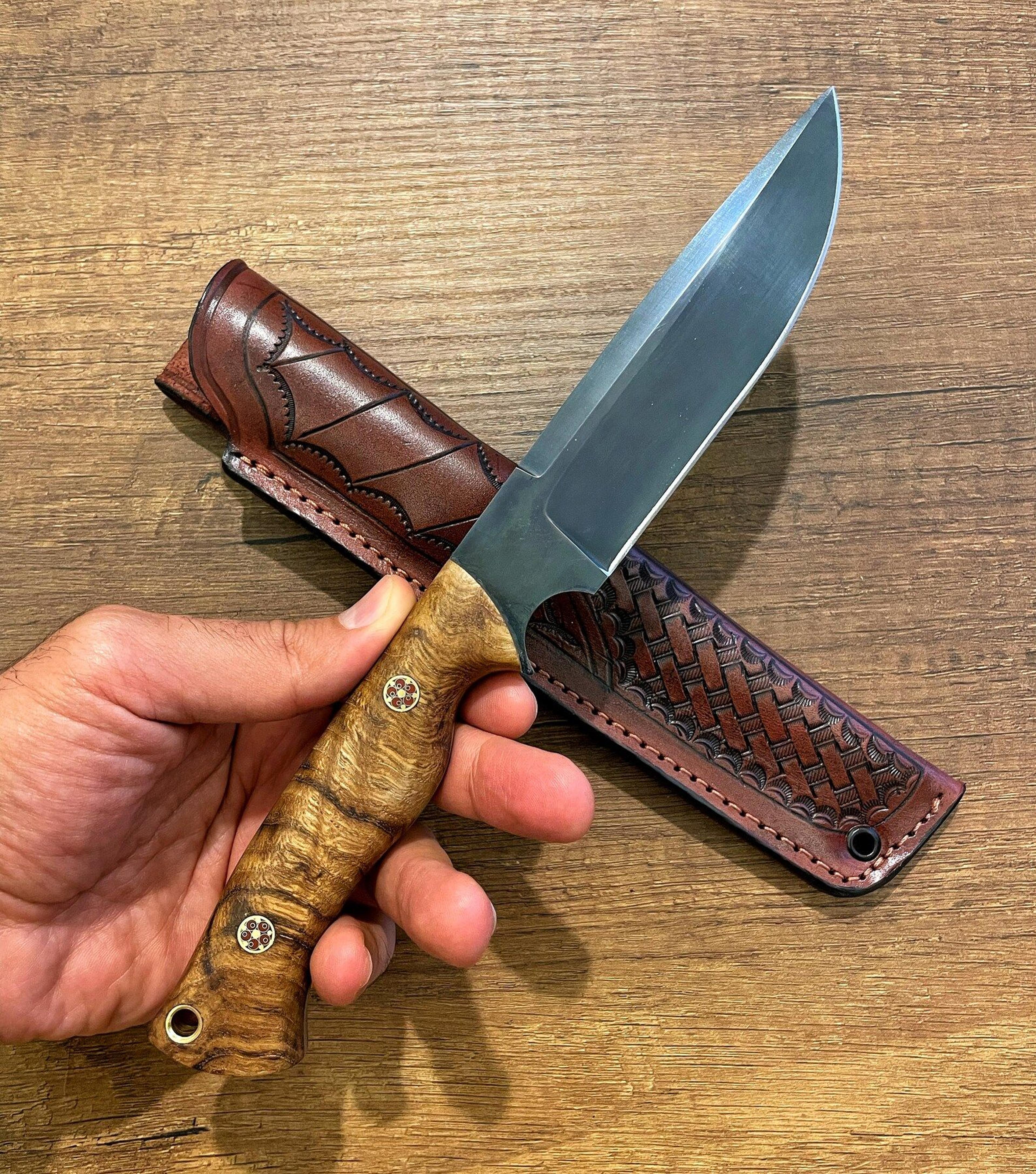 blacksmith style hunting knife – chestnut handle outdoor utility blade